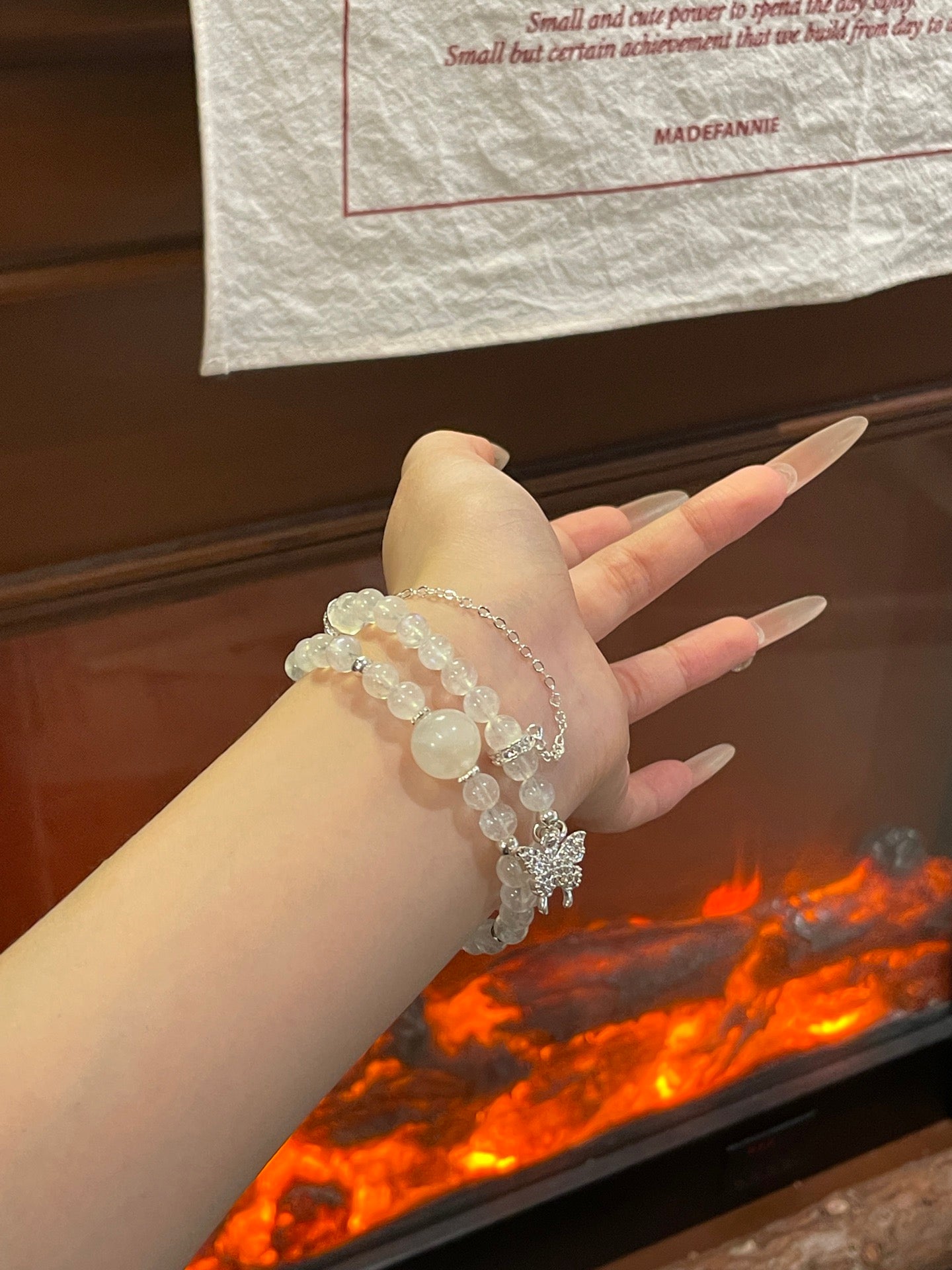 “Moonlight Butterfly” Bracelet | Natural Blue Moonstone 6–10mm