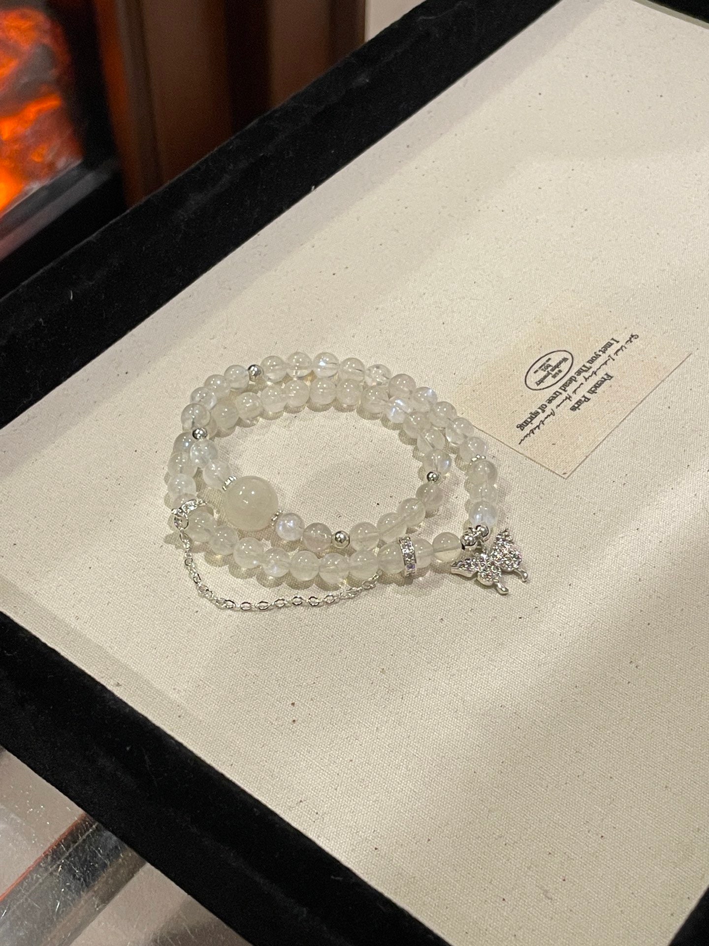 “Moonlight Butterfly” Bracelet | Natural Blue Moonstone 6–10mm