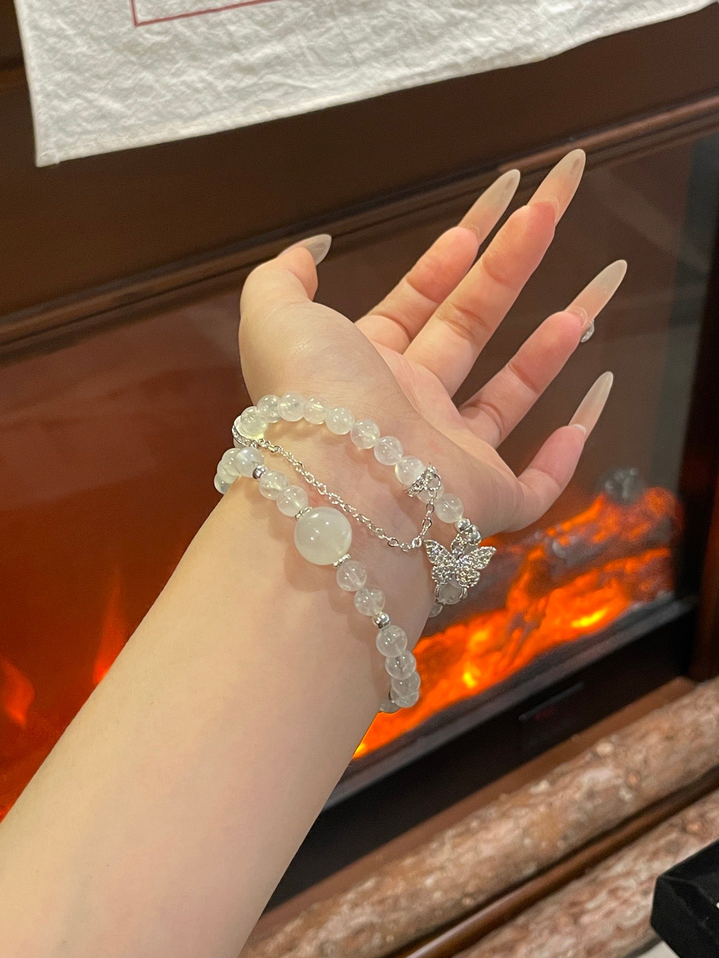 “Moonlight Butterfly” Bracelet | Natural Blue Moonstone 6–10mm