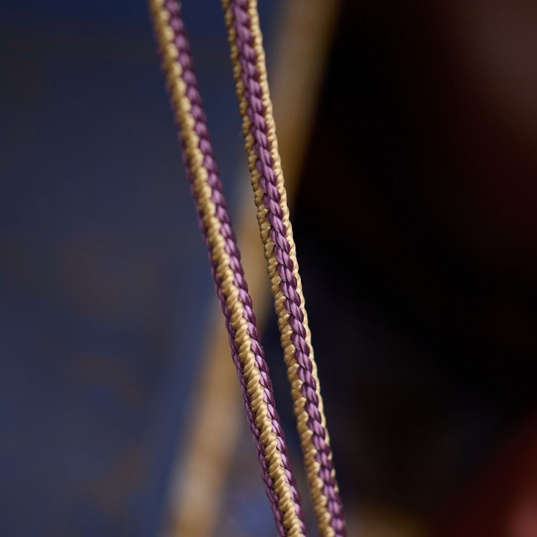 Titanium Frame Gemstone & Mineral Gold-Painted Thangka Necklace with Enamel Lotus (4x5mm, Handmade Cord)