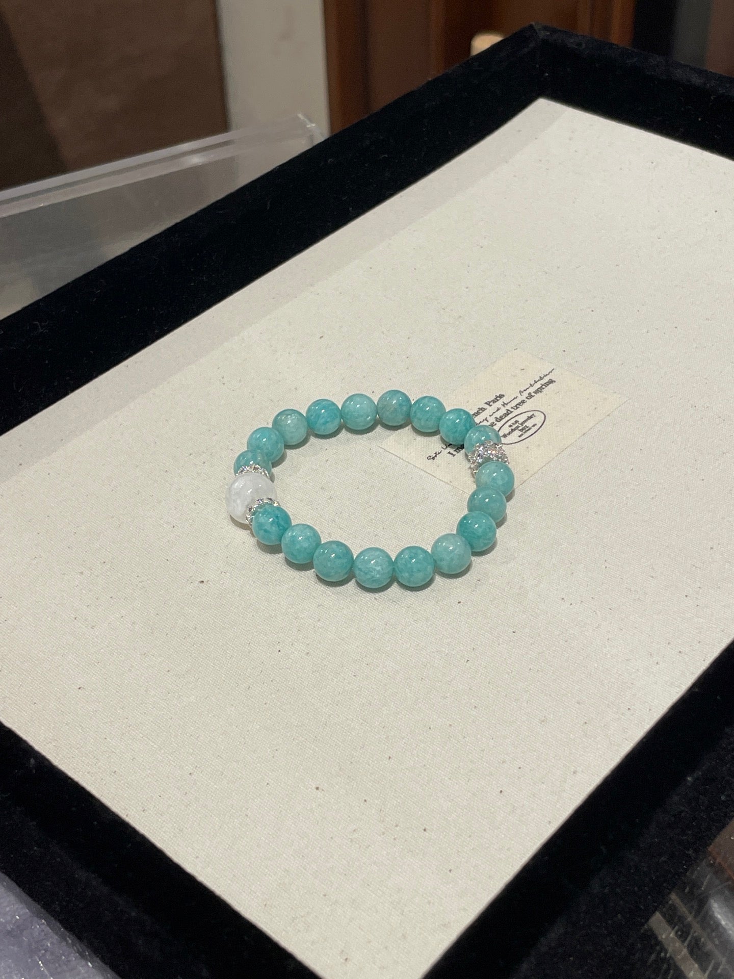 “Mint Tea” Crystal Bracelet | Amazonite & Snow Phantom Quartz 10–12mm