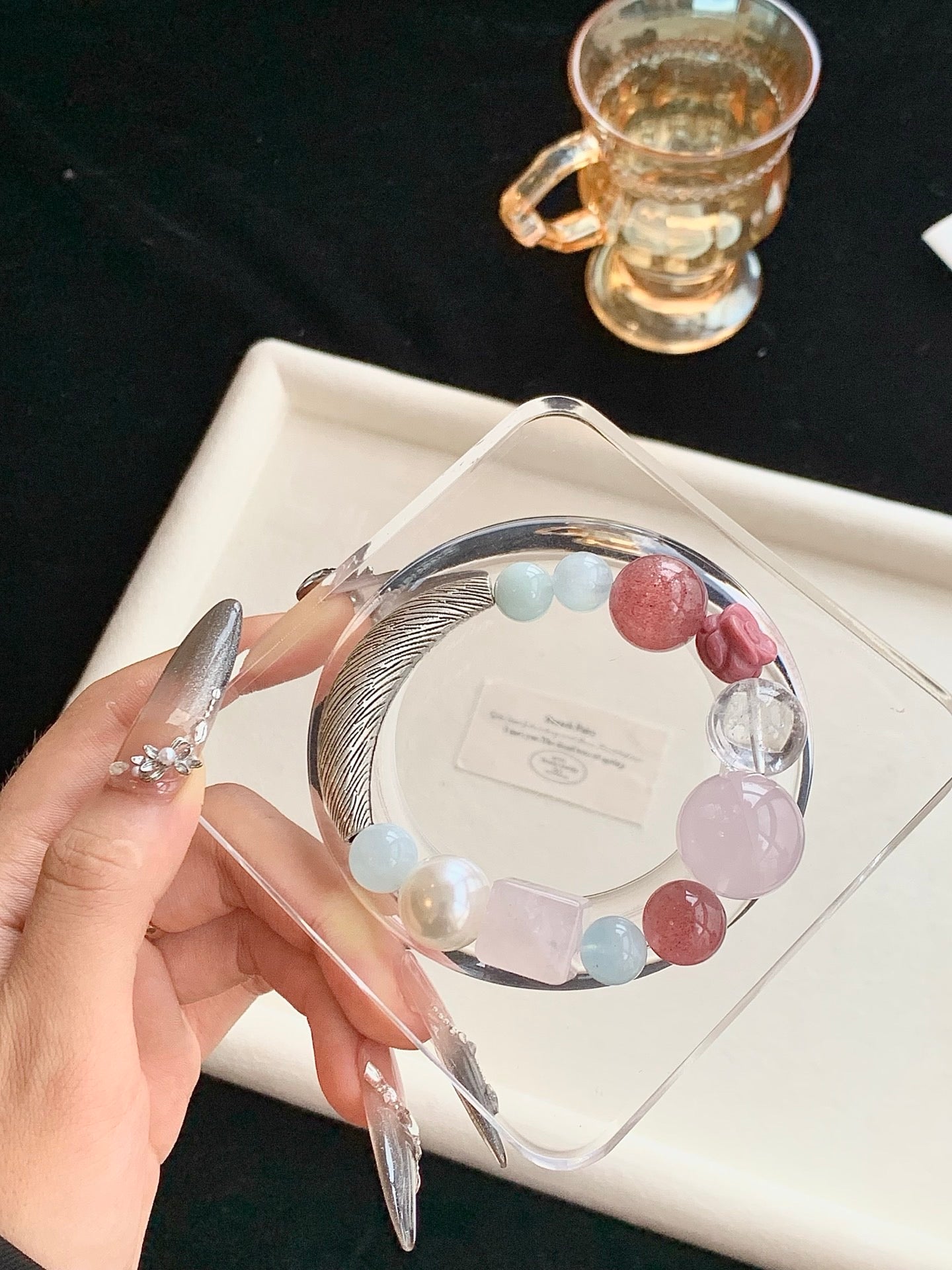 「Soft Berry」Strawberry Quartz & Crystal Multi-Stone Bracelet