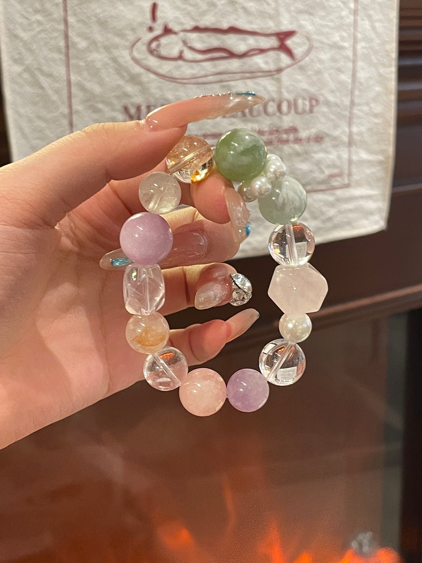 “Spring Meadow” Crystal Bracelet | Amethyst, Lepidolite, Fluorite & Rose Quartz 10–15mm