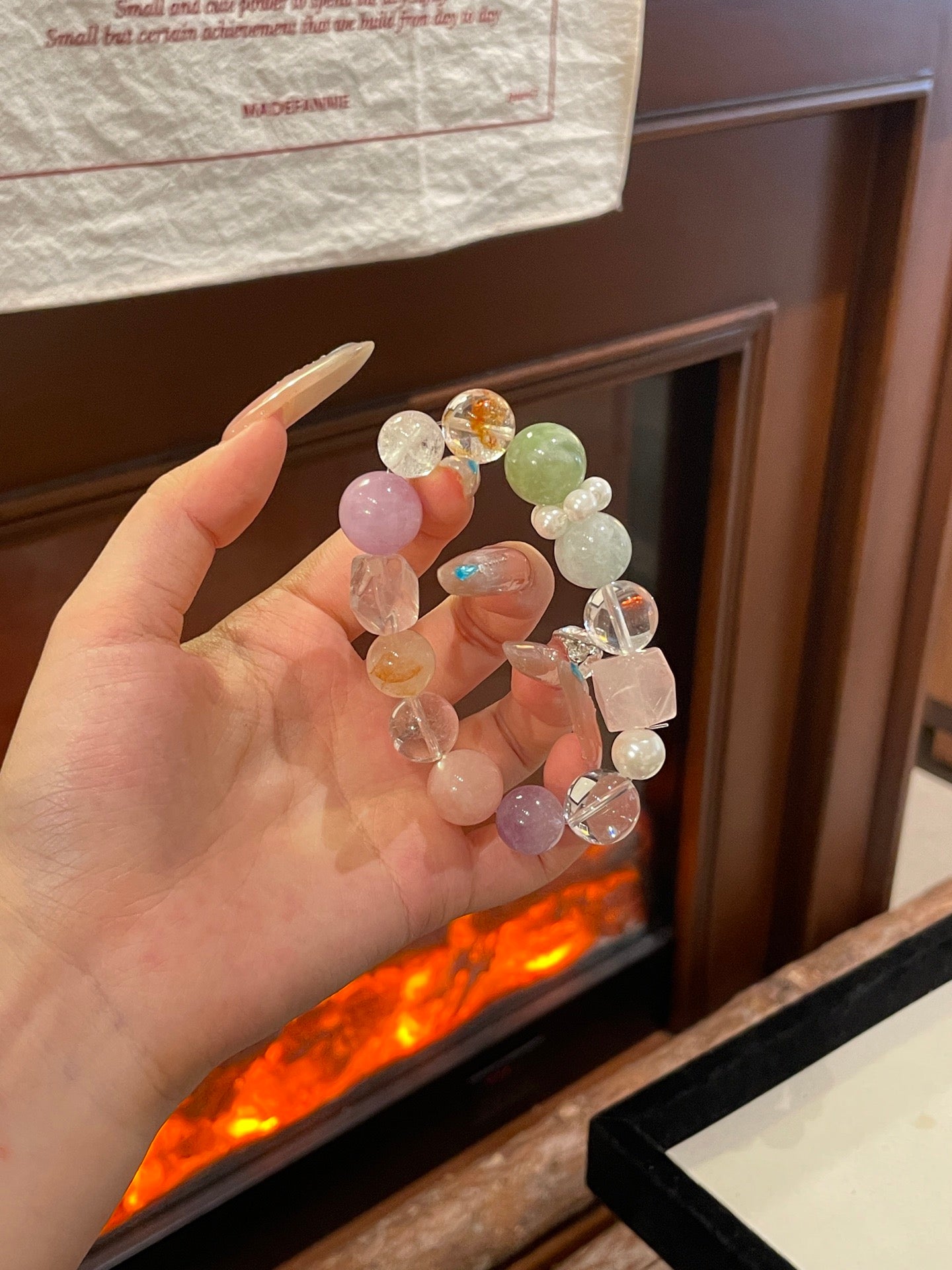 “Spring Meadow” Crystal Bracelet | Amethyst, Lepidolite, Fluorite & Rose Quartz 10–15mm