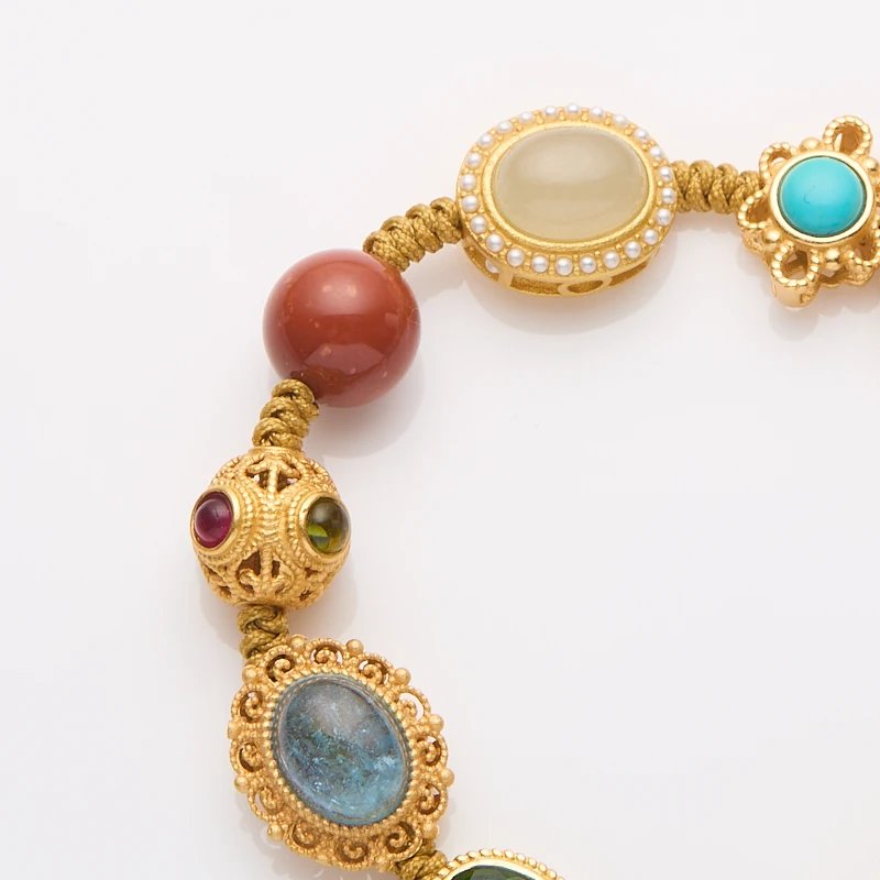 Multi-Gemstone Braided Bracelet | Carnelian, Amber & Turquoise Lotus