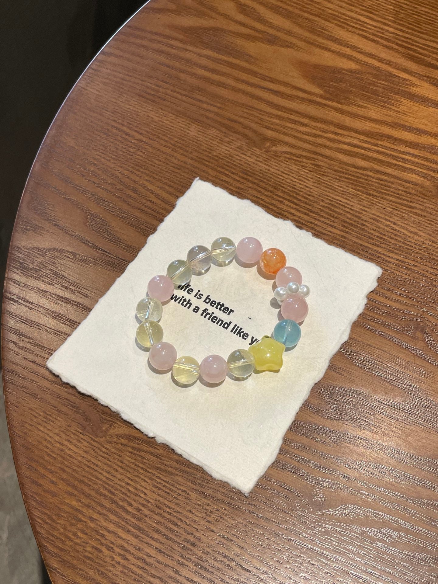 “Ice Toast” Crystal Bracelet | Lemon Quartz, Aquamarine, Rose Quartz & Amber 12mm