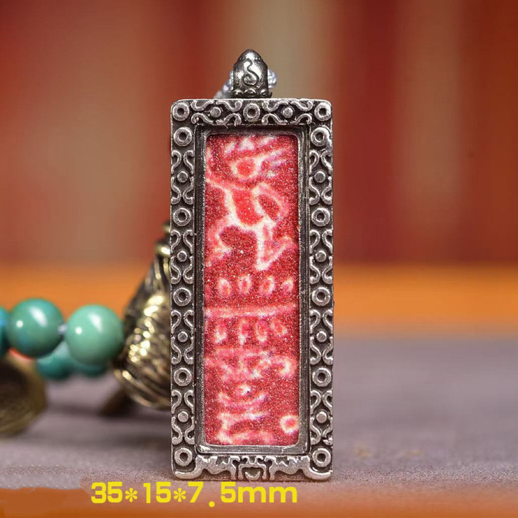 Tibetan Akshobhya Vajra Gau Box Pendant Necklace – Thangka Style with Glass, Copper & Turquoise