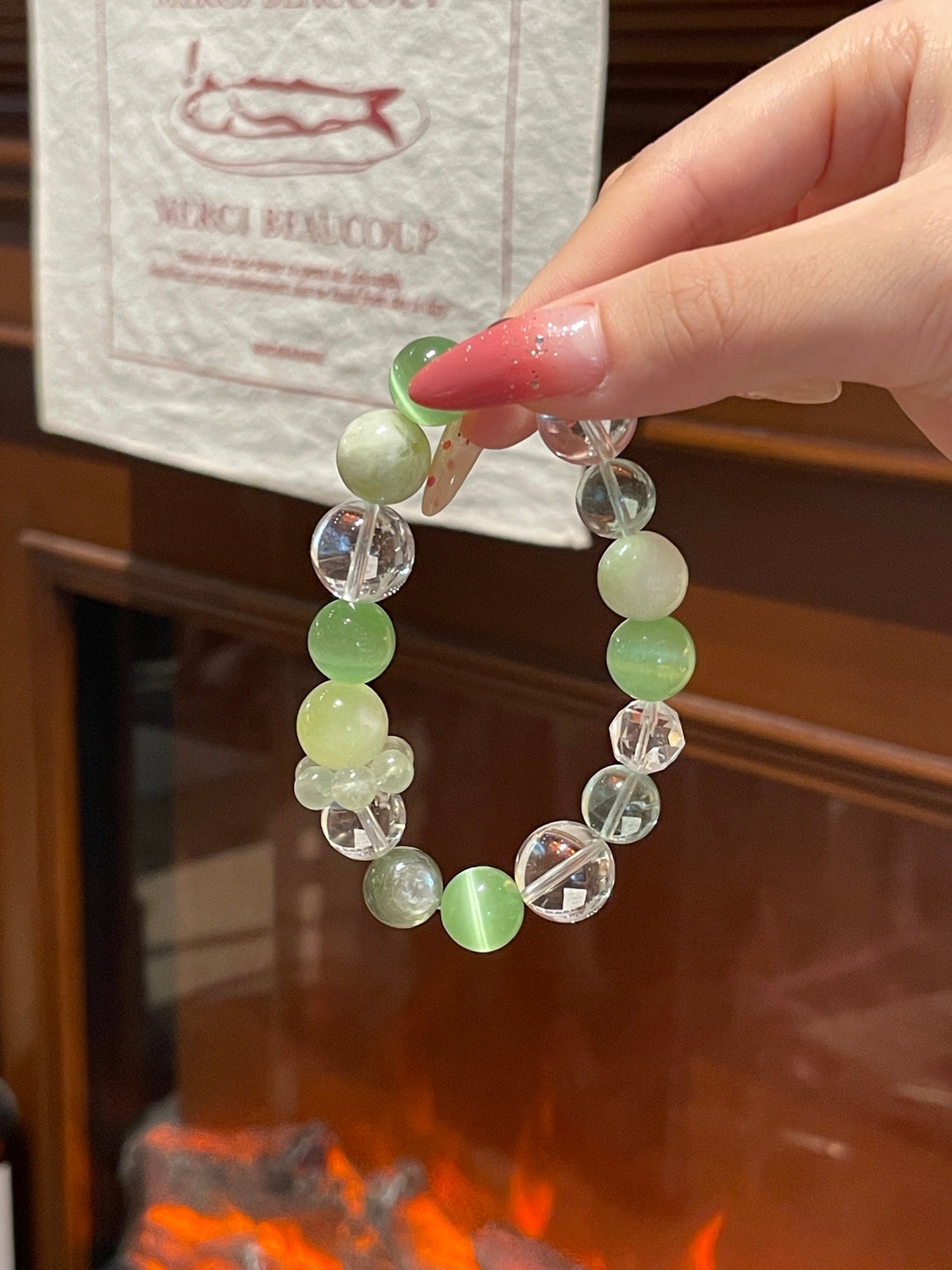 “Mint Jelly” Crystal Bracelet | Green Fluorite, Xiuyu Jade & White Quartz 10–14mm