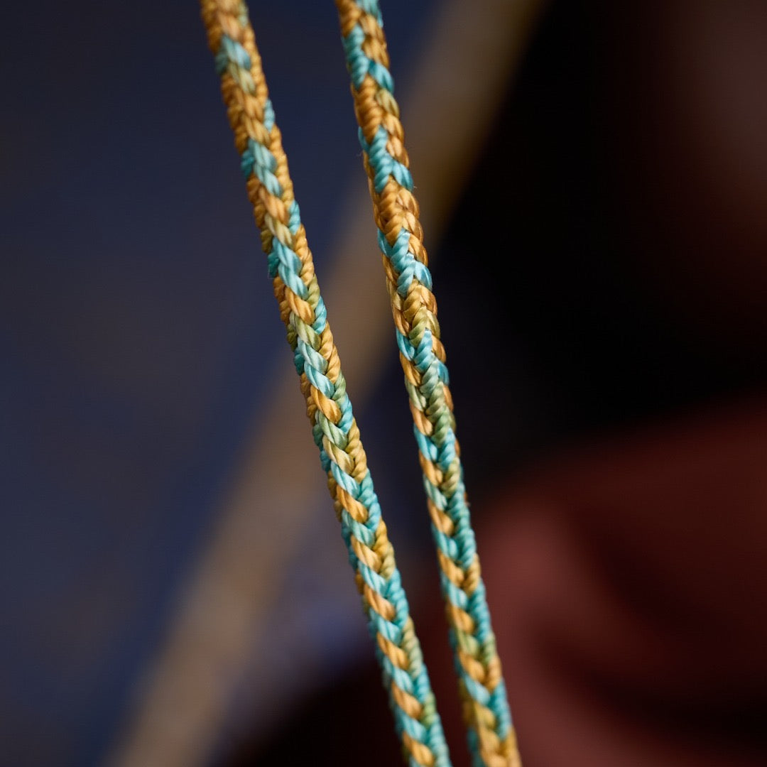 Titanium Frame Gemstone & Mineral Gold-Painted Thangka Necklace with Enamel Lotus (4x5mm, Handmade Cord)