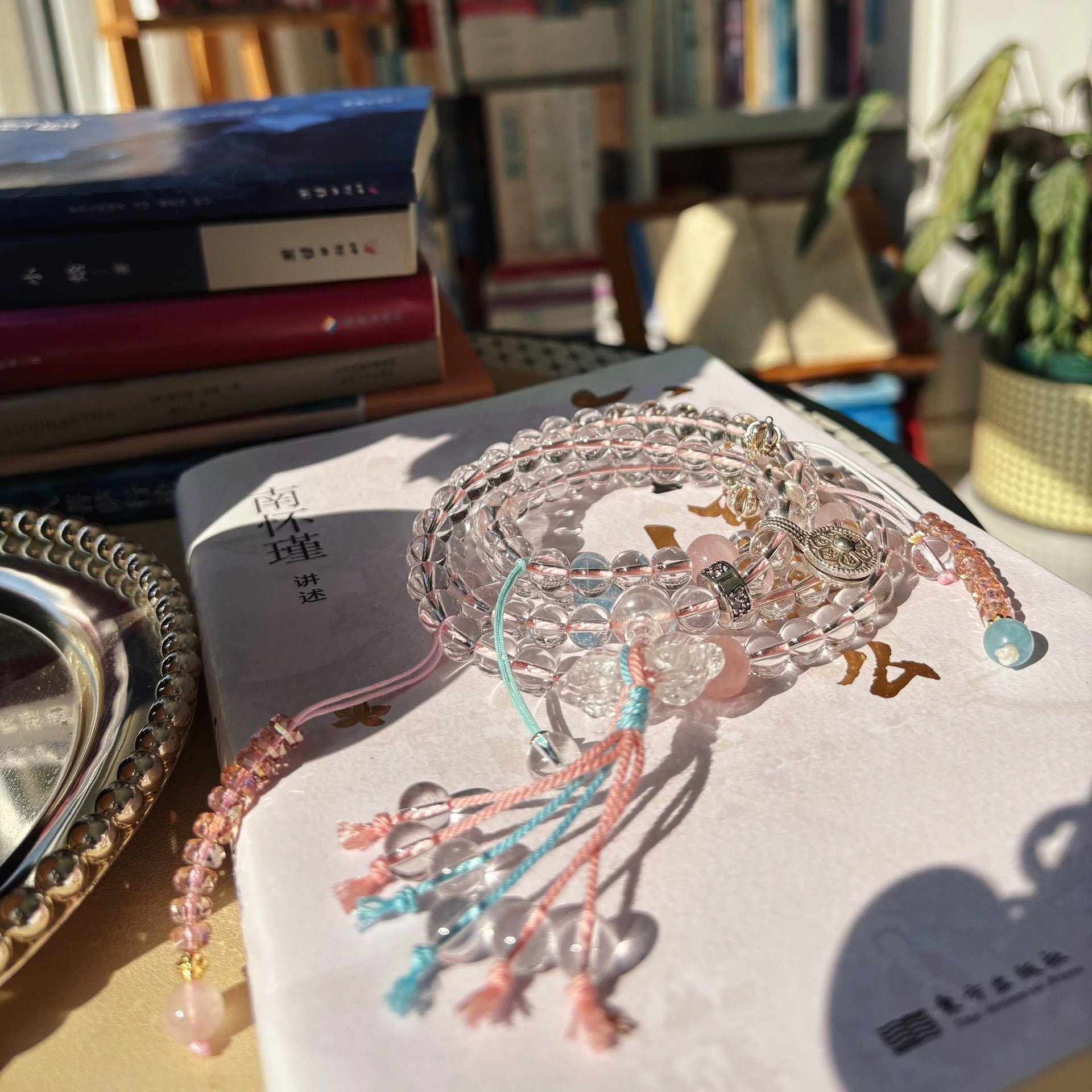 108 White Crystal Mala Beads Necklace – Vajra Prayer Beads & Crystal Bracelet