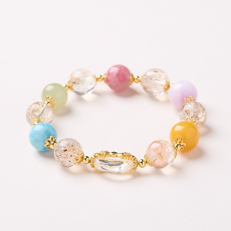 Multi-Gemstone Bracelet | Black Quartz Super Seven Crystal