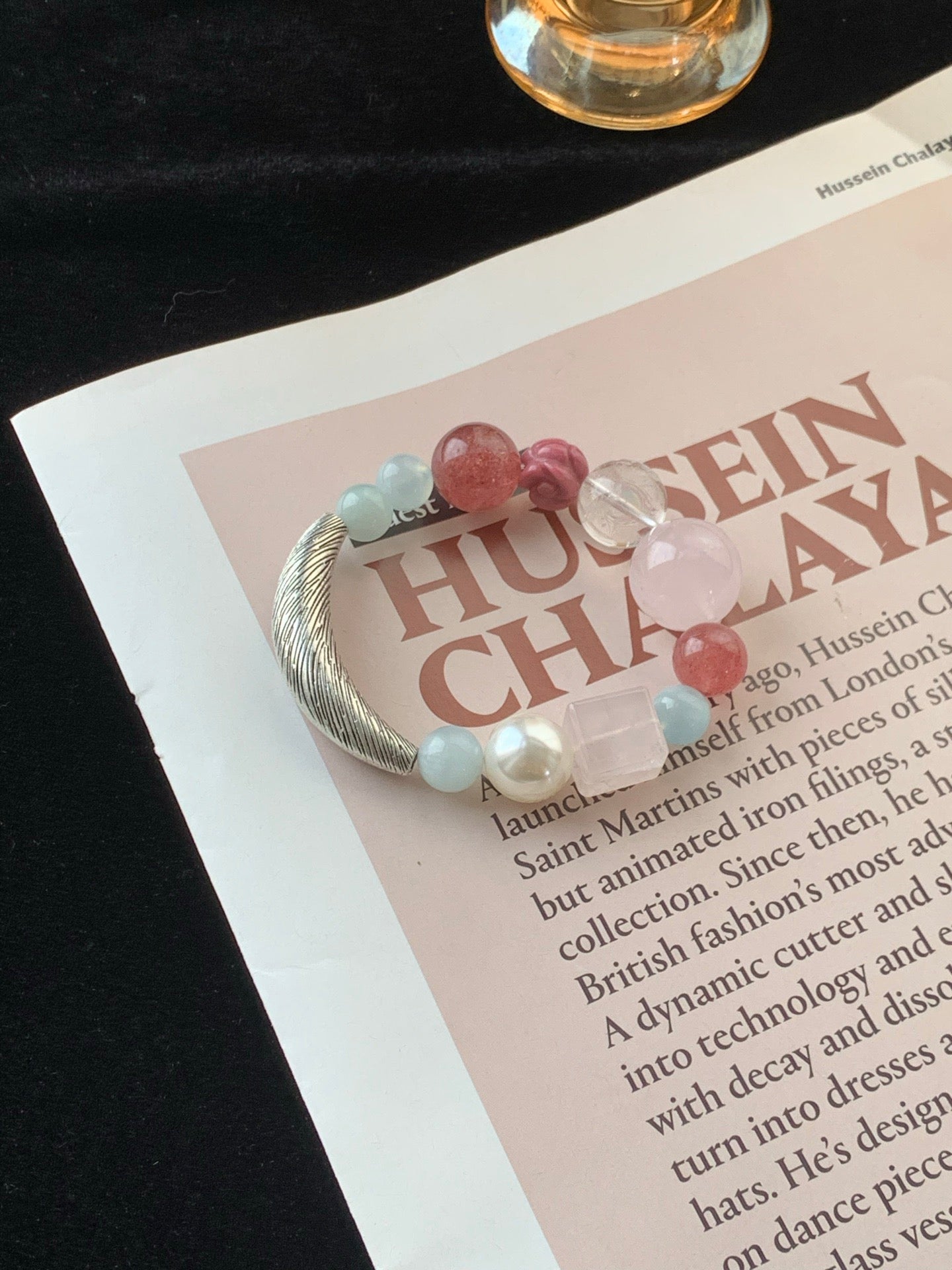 「Soft Berry」Strawberry Quartz & Crystal Multi-Stone Bracelet