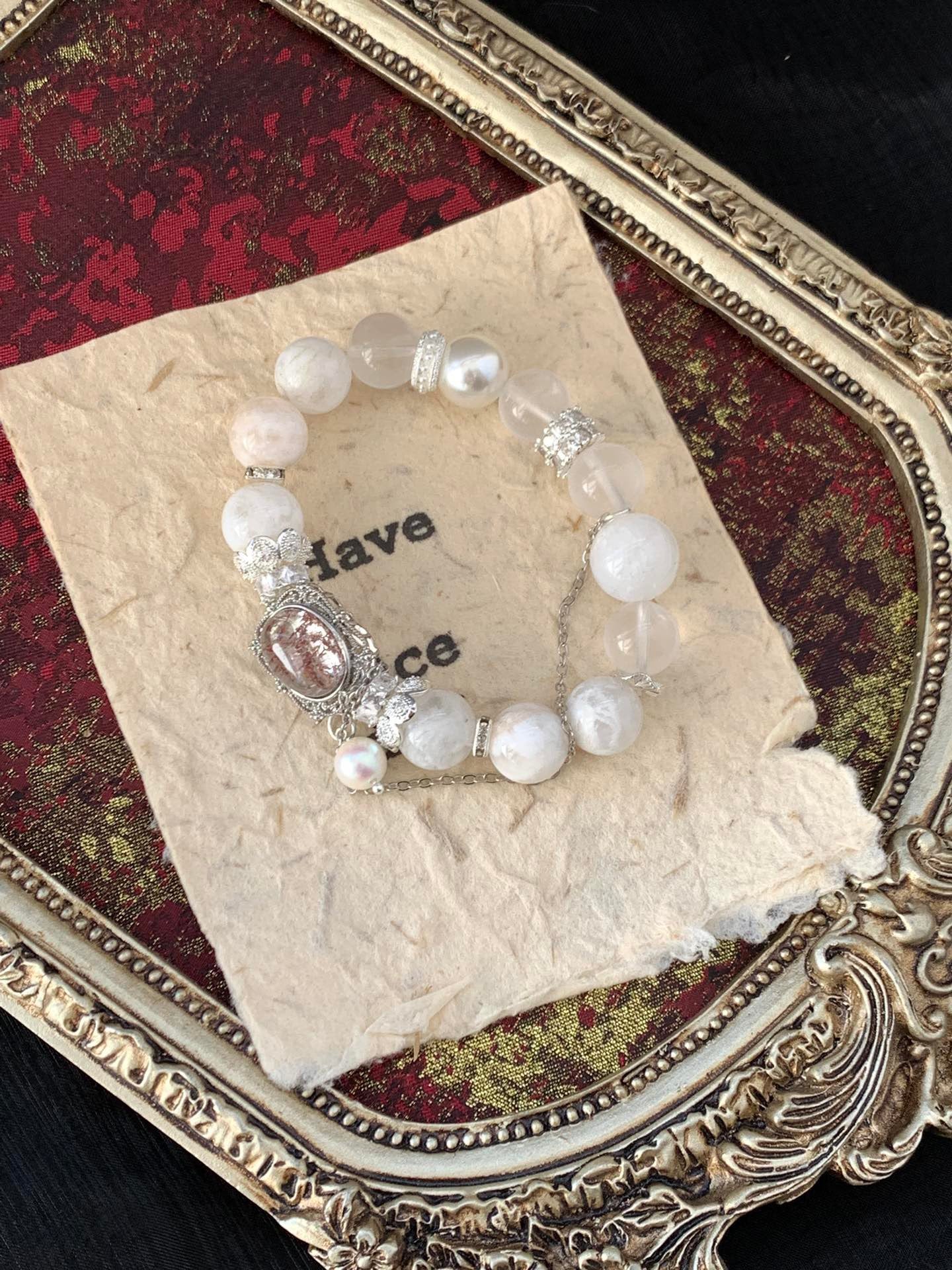 Snow Phantom & White Quartz Bracelet | 10-12mm Natural Crystal for Balance & Healing