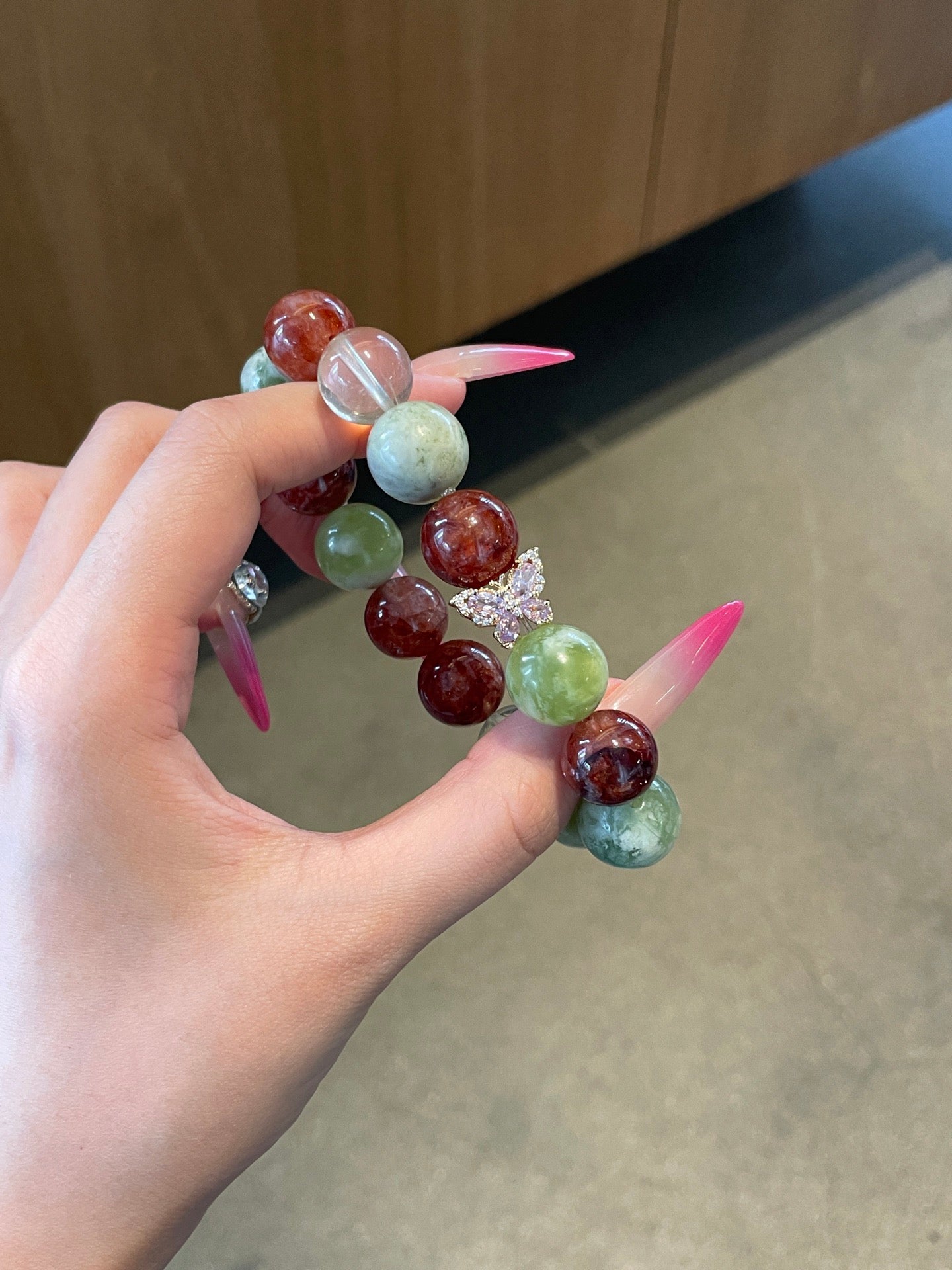 Golden Orchard – Red Flower Agate, Xiuyu Jade & Lemon Citrine Crystal Bracelet