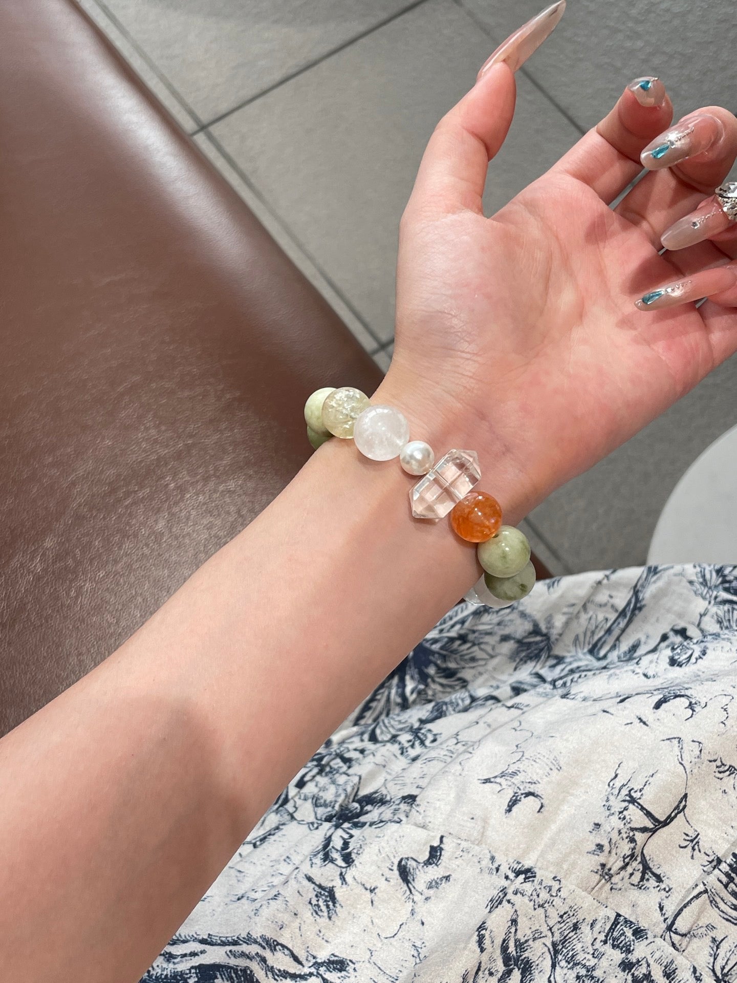 “Lime Soda” Crystal Bracelet | Xiuyu Jade, Milky Quartz & White Quartz 8–12mm