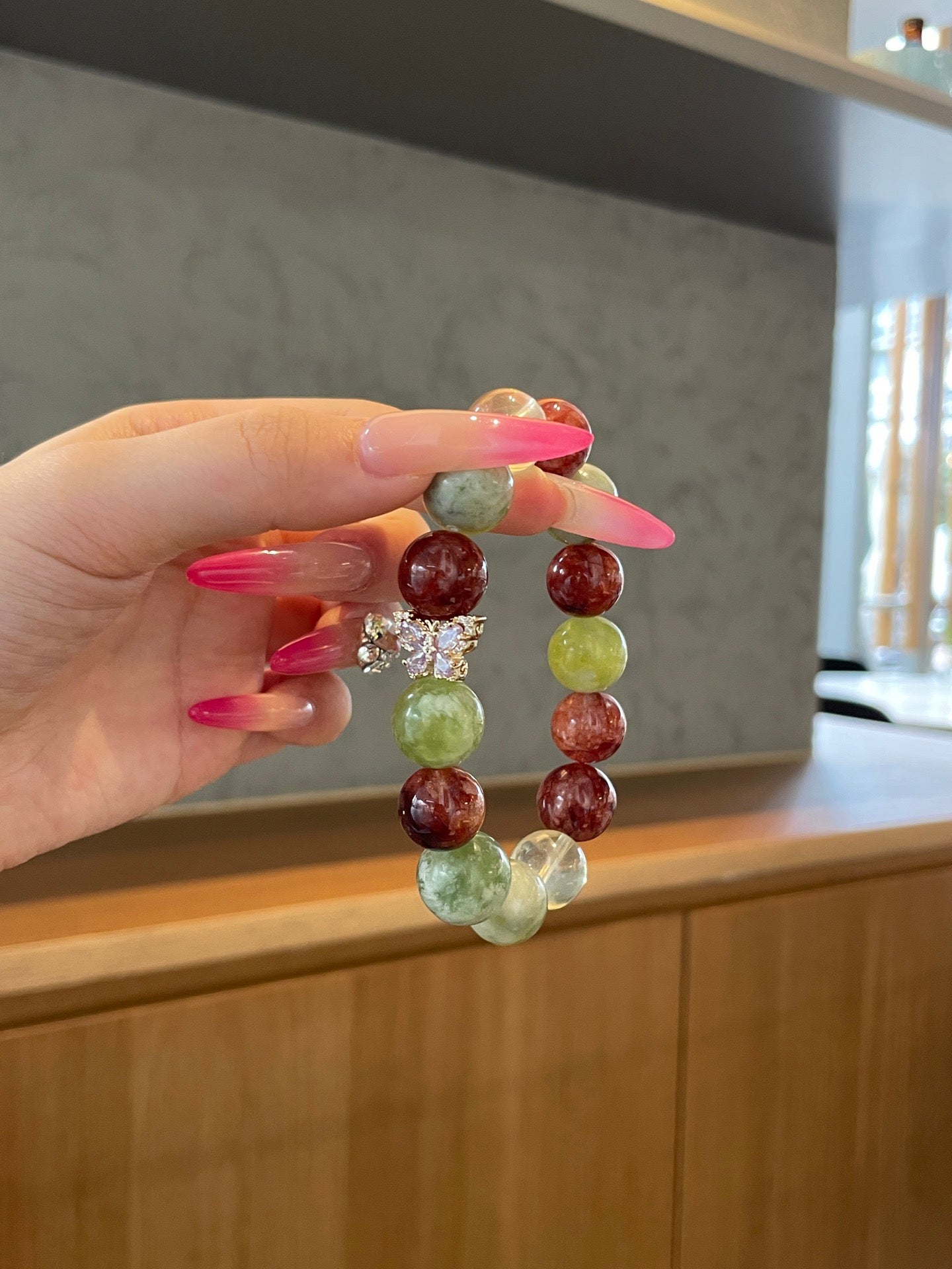 Golden Orchard – Red Flower Agate, Xiuyu Jade & Lemon Citrine Crystal Bracelet