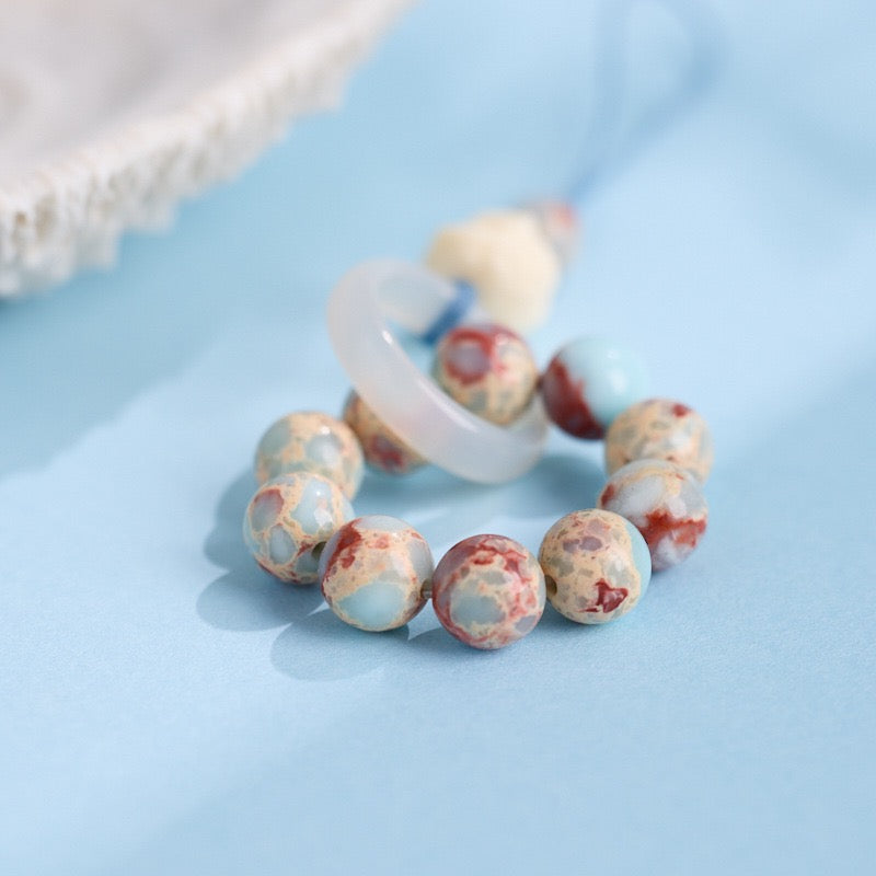 Shoushan Stone & Tagua Nut Guardian Lion Bag Charm/Phone Charm/Keychain Charm  | Symbol of Protection & Blessing