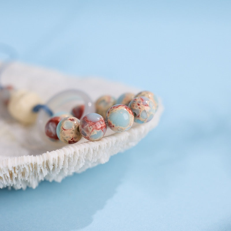 Shoushan Stone & Tagua Nut Guardian Lion Bag Charm/Phone Charm/Keychain Charm  | Symbol of Protection & Blessing