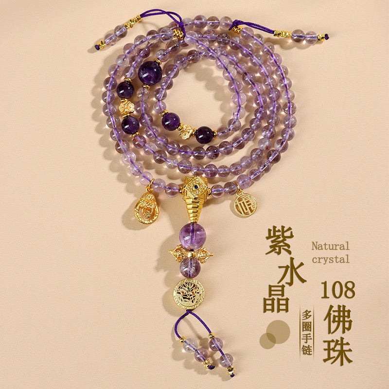 Bolivian Amethyst Mala – 108 Beads Bracelet necklace