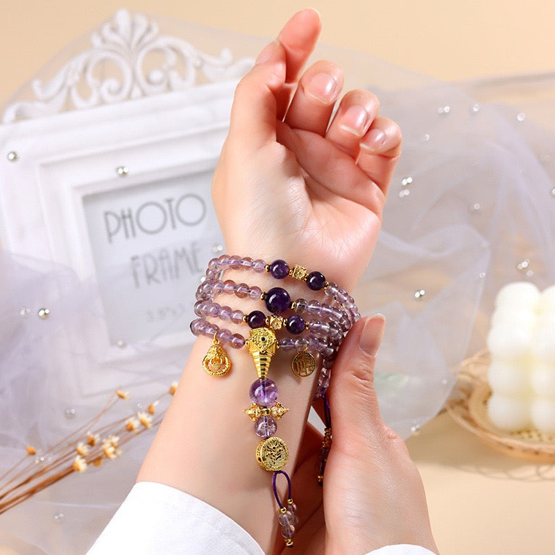 Bolivian Amethyst Mala – 108 Beads Bracelet necklace