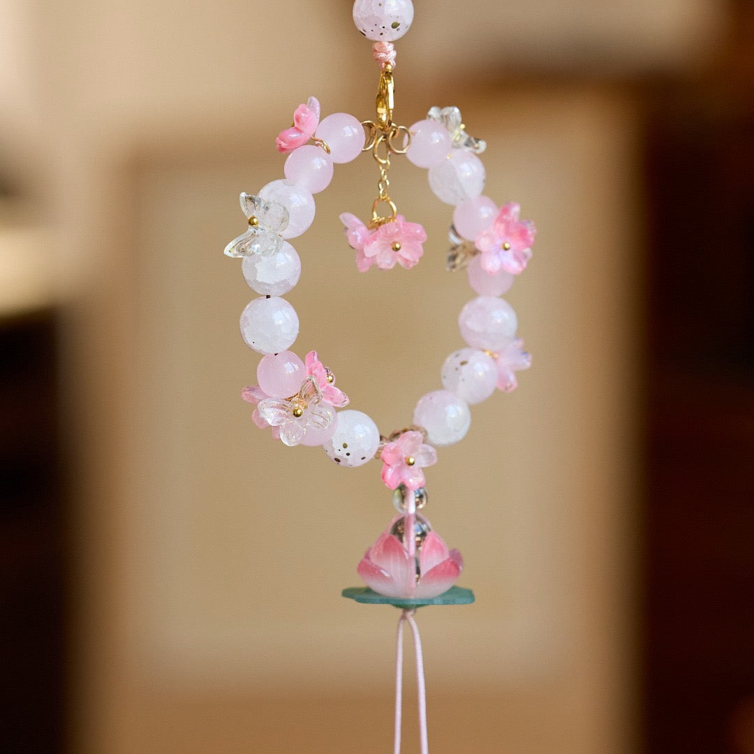 Lucky Pink Lotus Phone Charm/Bag Charm/Car Charm Pendant