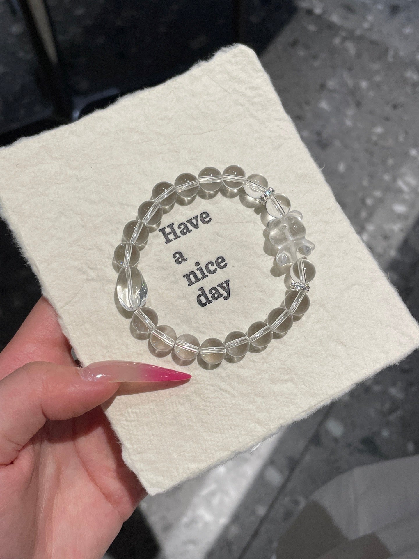 Ice Bear Crystal Bracelet | 8mm Natural Clear Quartz