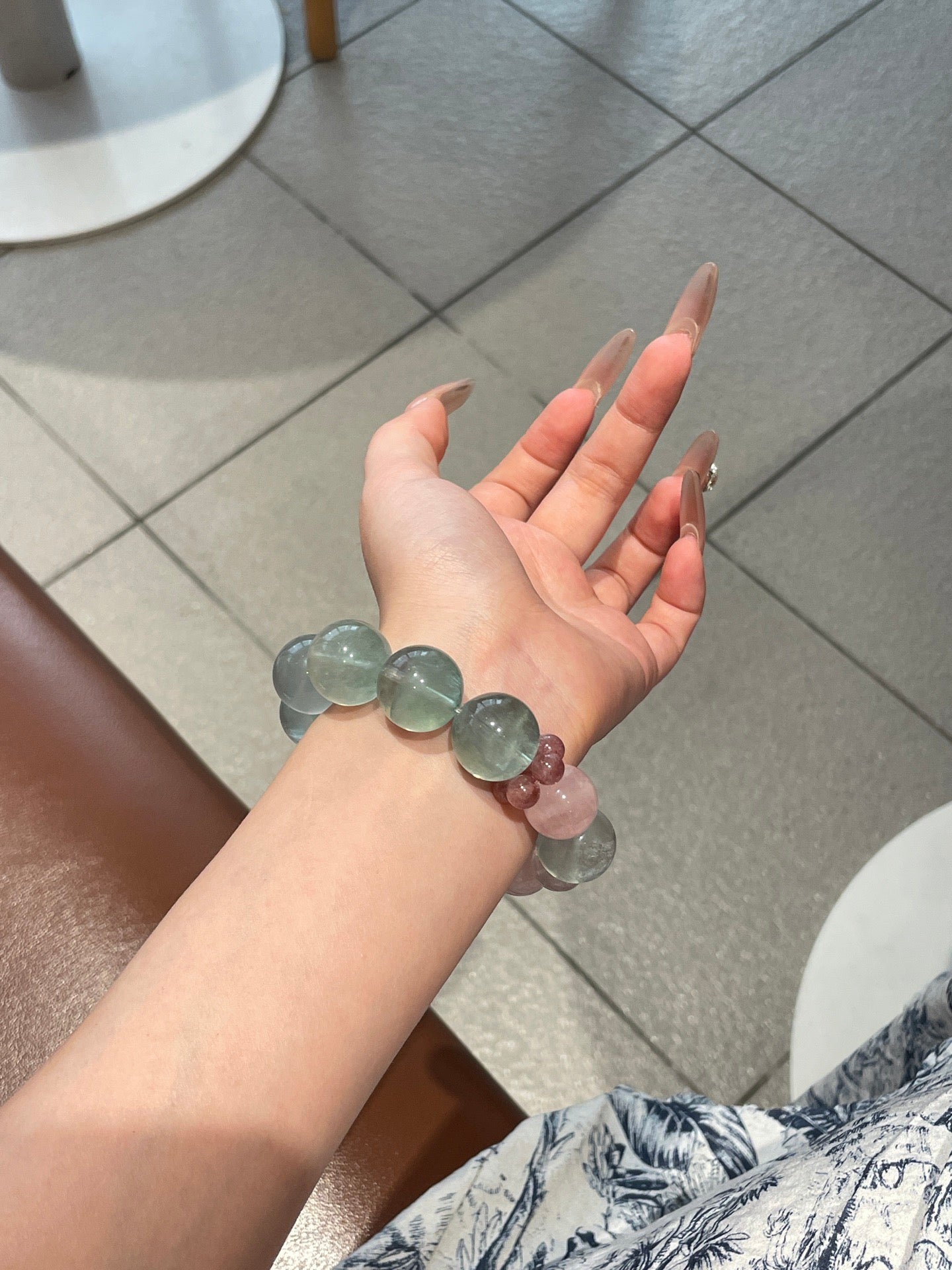 Summer Garden Crystal Bracelet | Fluorite, Rose Quartz, Clear Quartz, Strawberry Quartz & Ice Jade | 12–15mm