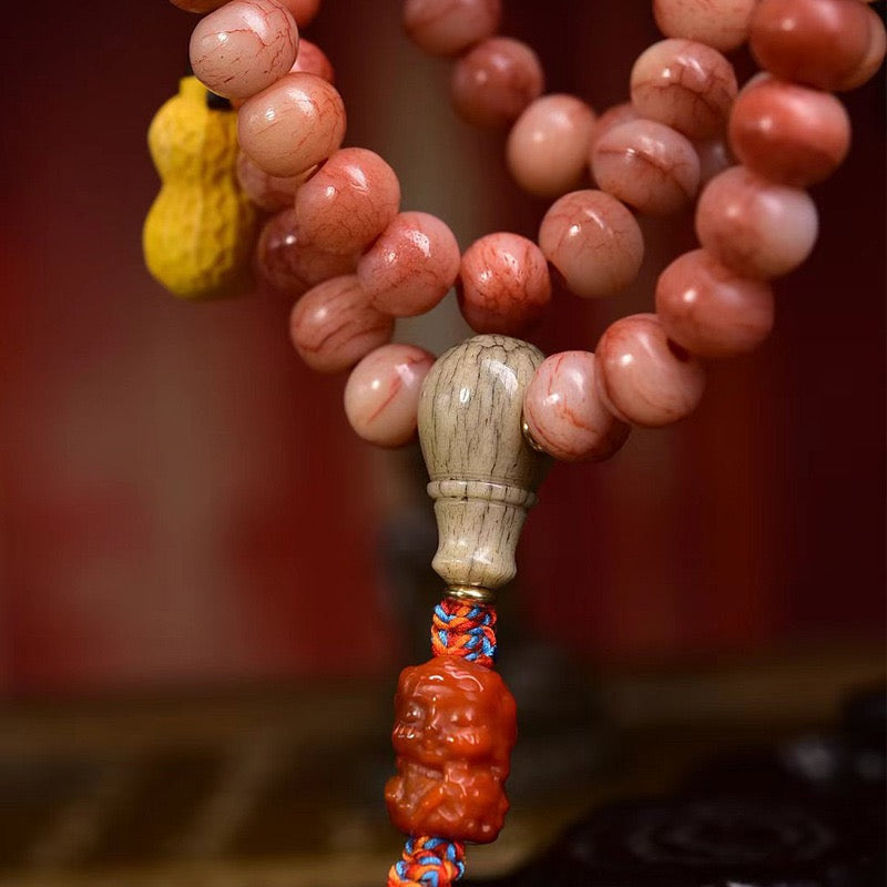 108 Natural Camel Bone Mala Beads – Multi-Layer Tibetan Prayer Bracelet with Recycled Bone & Agate