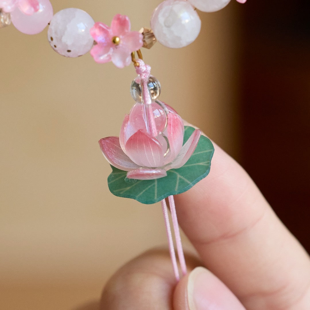 Lucky Pink Lotus Phone Charm/Bag Charm/Car Charm Pendant