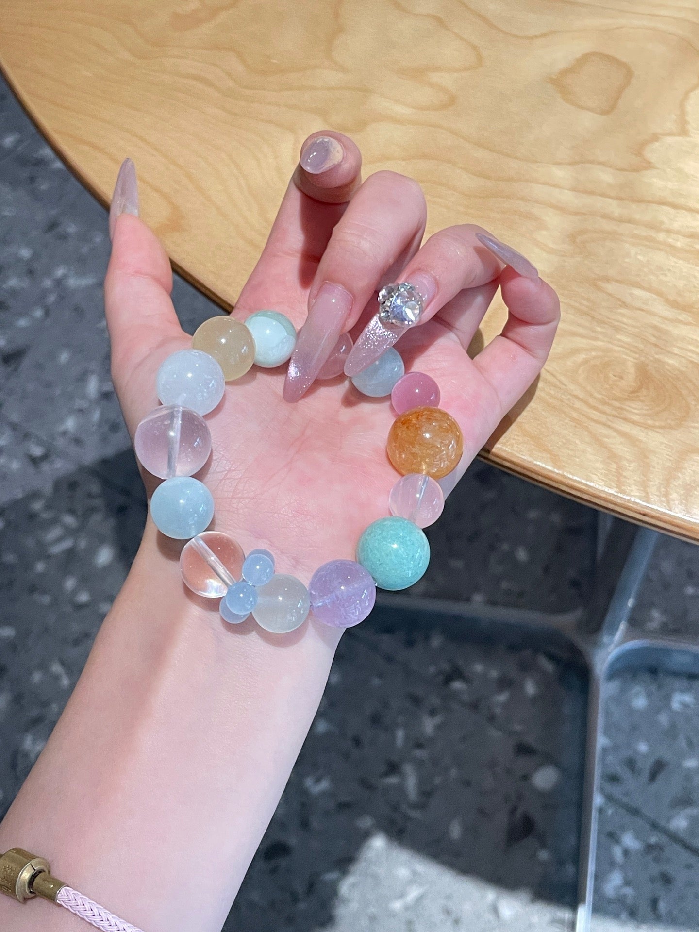 Natural Crystal Beaded Bracelet | Rose Quartz, Aquamarine, Amazonite, Amethyst, Citrine, Green Fluorite, White Crystal, Cat’s Eye, White Phantom | 12–15mm