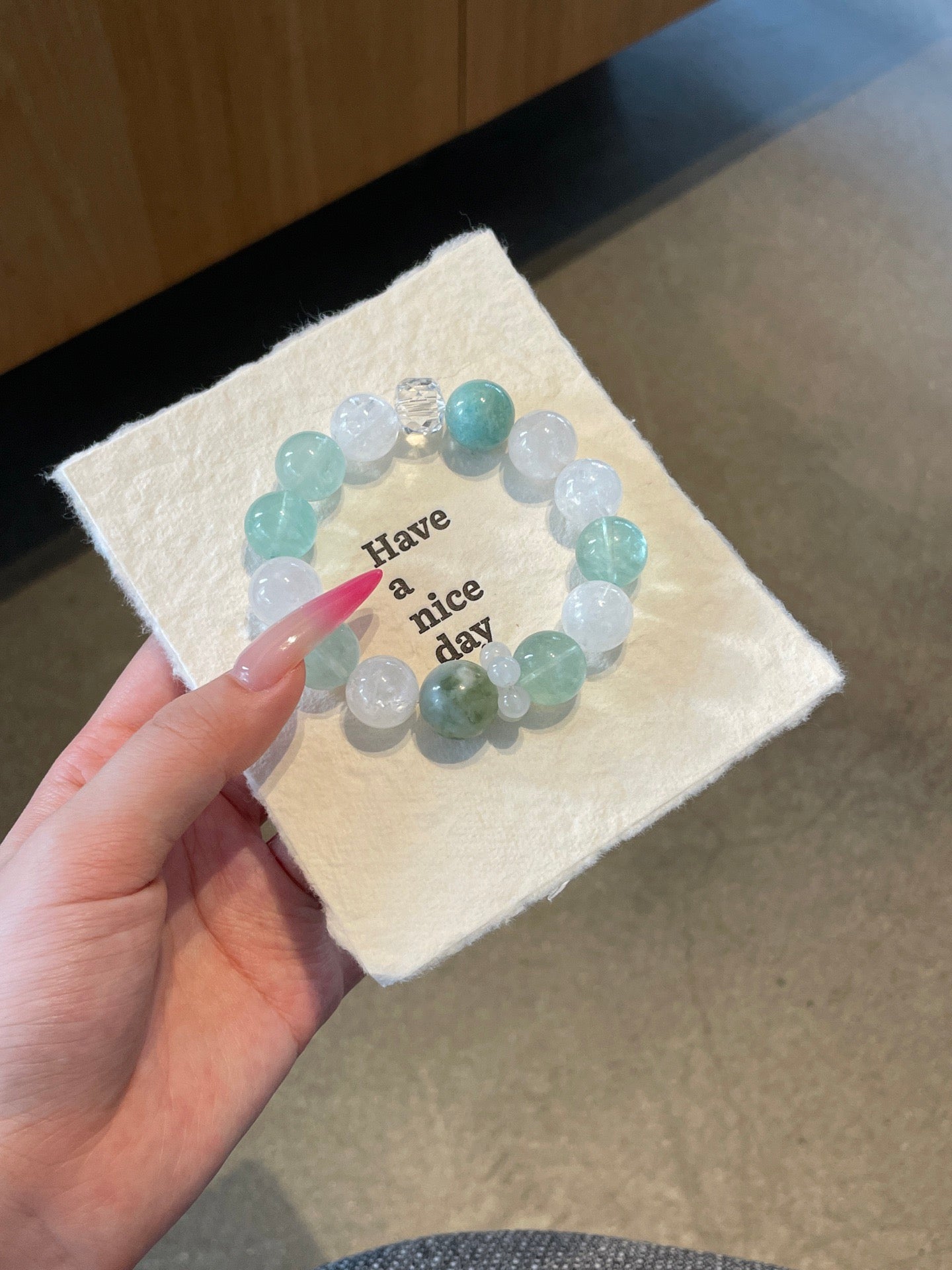 Sea Breeze – Blue Phosphosiderite & White Crystal Bracelet