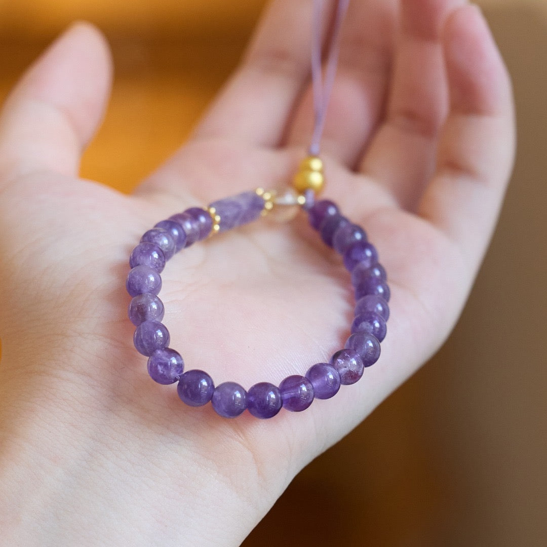 6mm Amethyst Feng Shui Gourd Charm | Bag & Phone Accessory