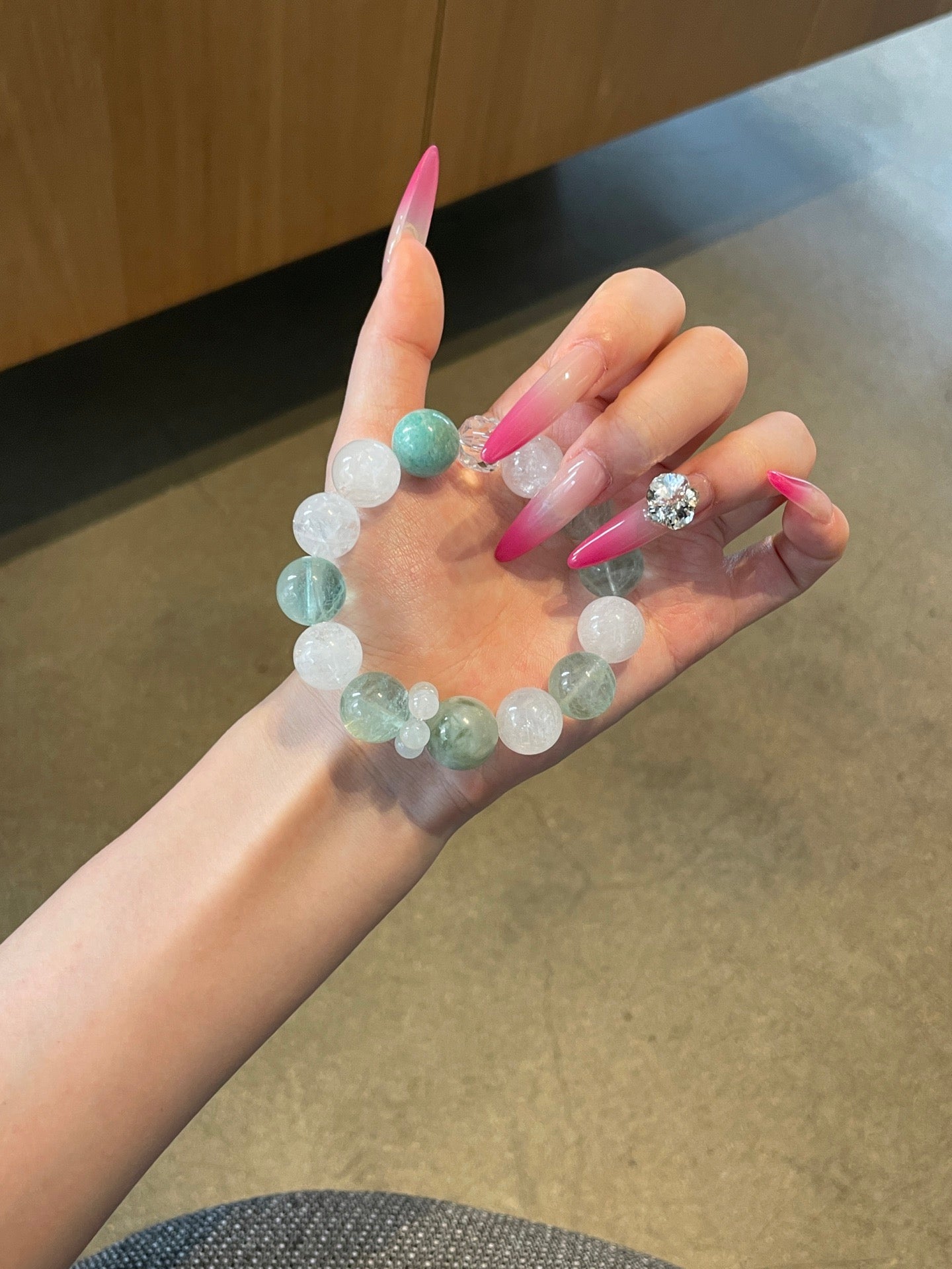 Sea Breeze – Blue Phosphosiderite & White Crystal Bracelet