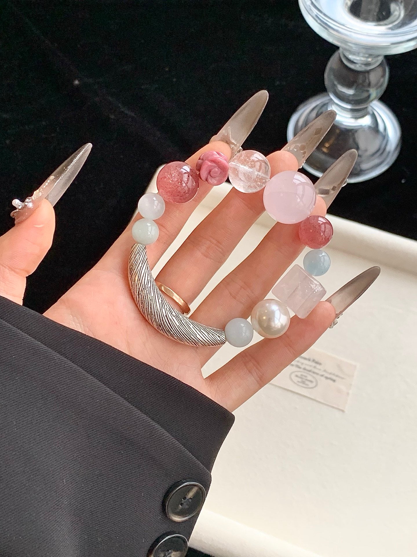 「Soft Berry」Strawberry Quartz & Crystal Multi-Stone Bracelet