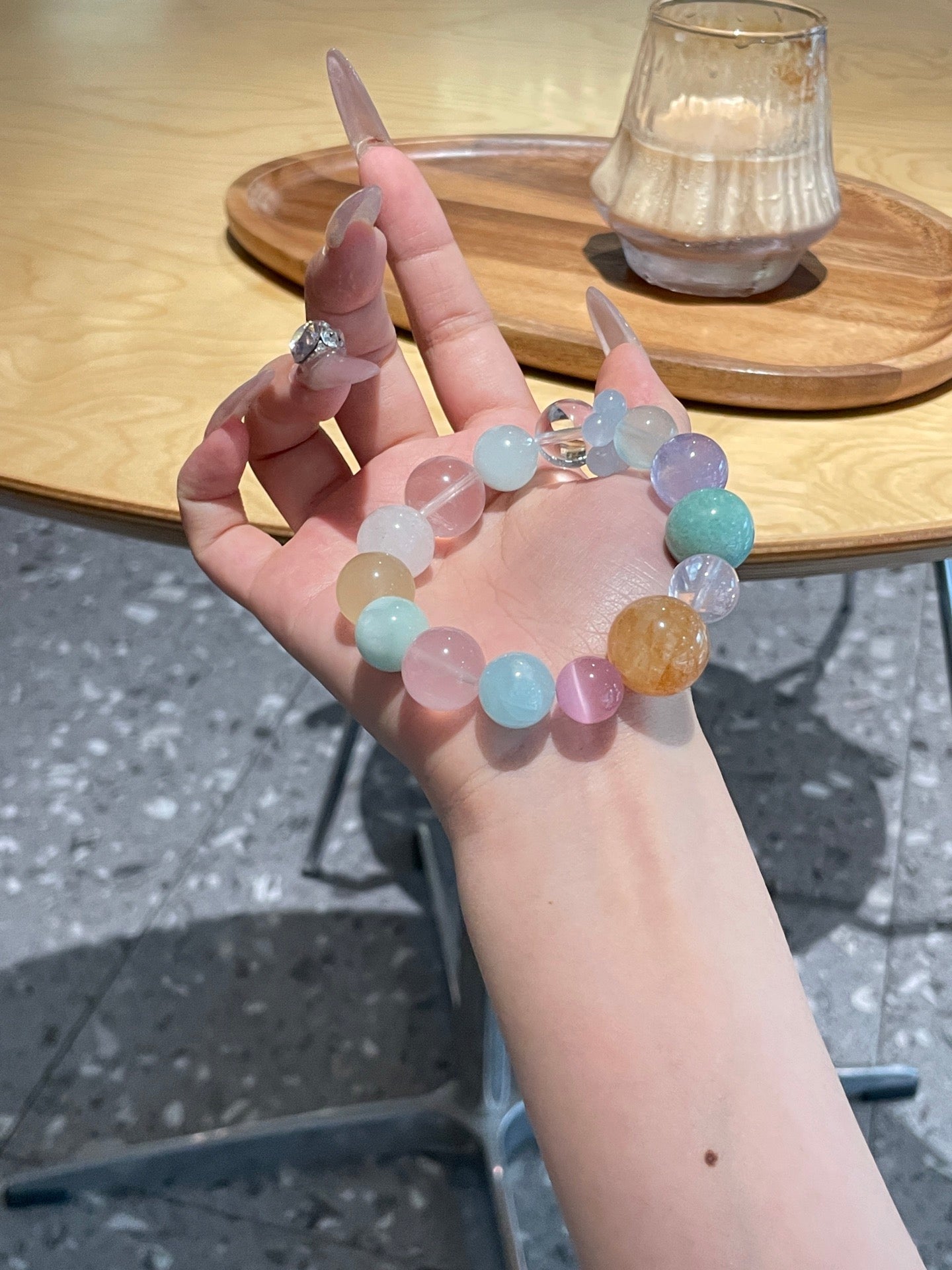 Natural Crystal Beaded Bracelet | Rose Quartz, Aquamarine, Amazonite, Amethyst, Citrine, Green Fluorite, White Crystal, Cat’s Eye, White Phantom | 12–15mm
