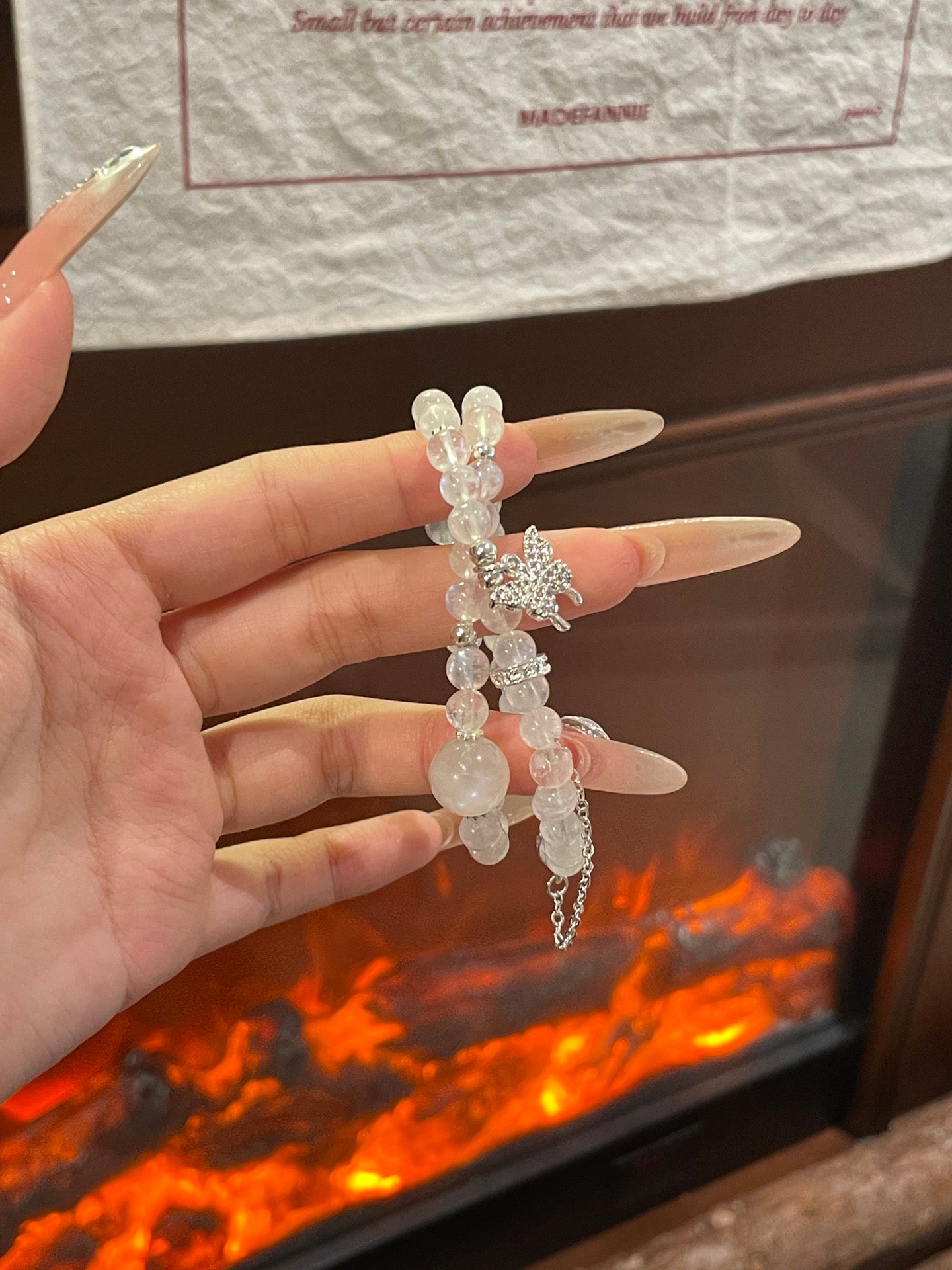 “Moonlight Butterfly” Bracelet | Natural Blue Moonstone 6–10mm