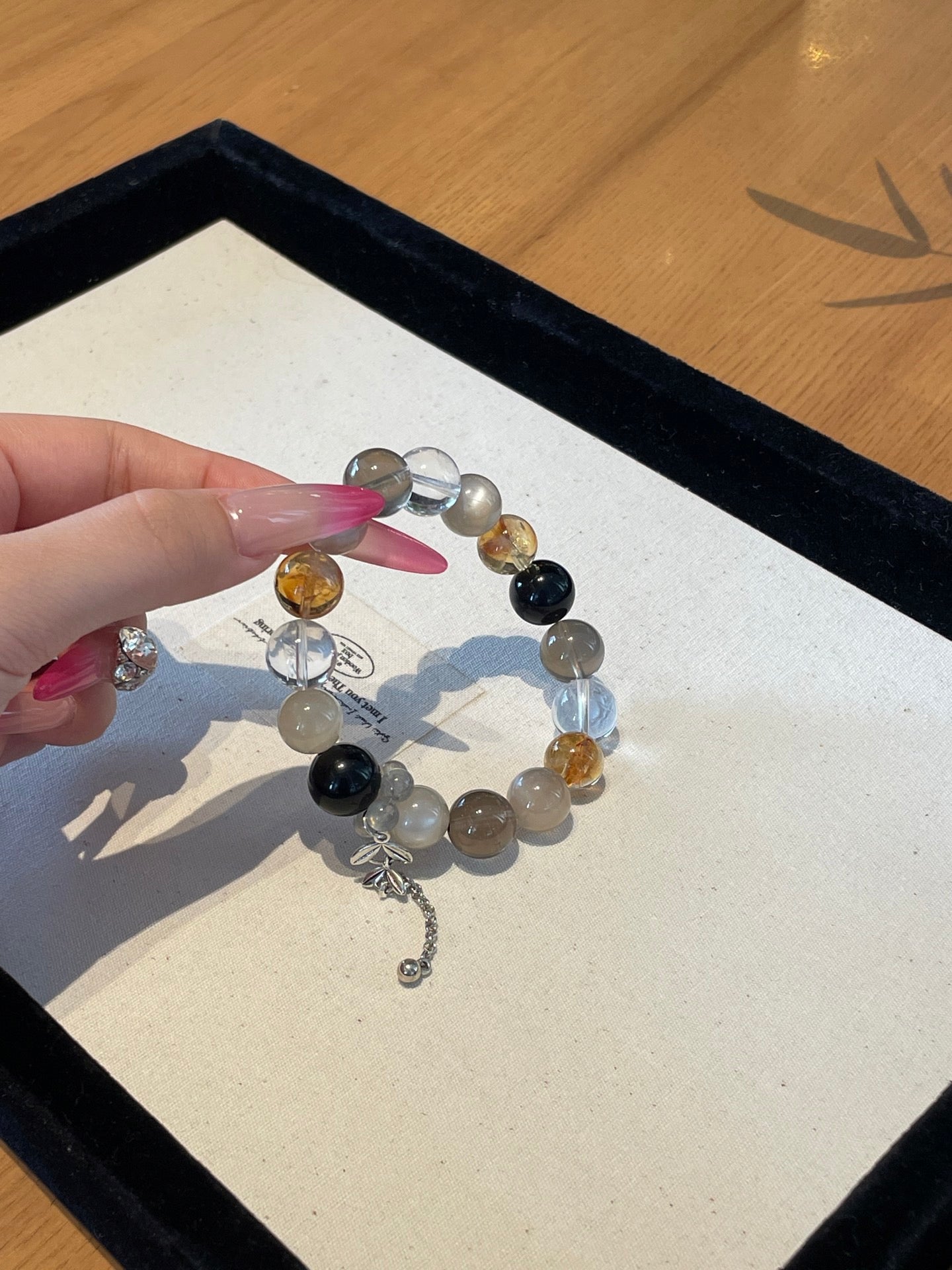 Starlit Galaxy – Starry Backbone, Obsidian, Smoky Quartz Crystals Bracelet