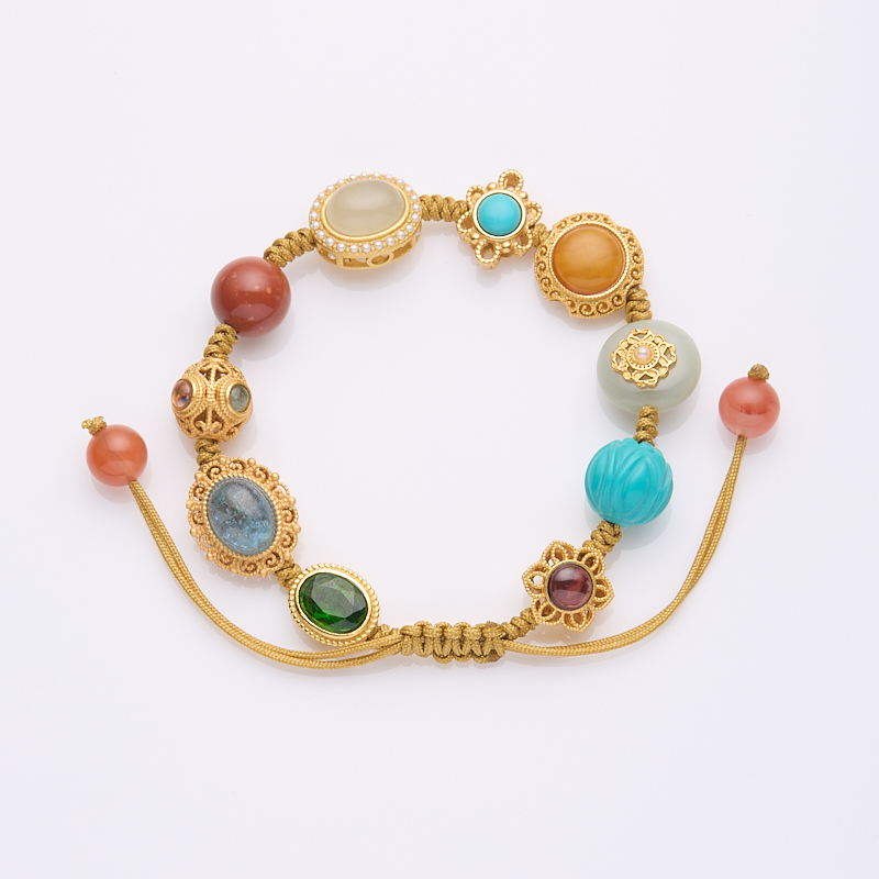 Multi-Gemstone Braided Bracelet | Carnelian, Amber & Turquoise Lotus