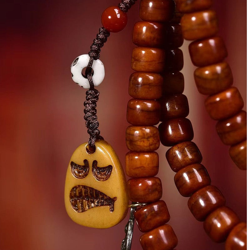 108 Tibetan Yak Bone Mala Beads – Recycled Bone Multi-Layer Prayer Bracelet with Agate Accents