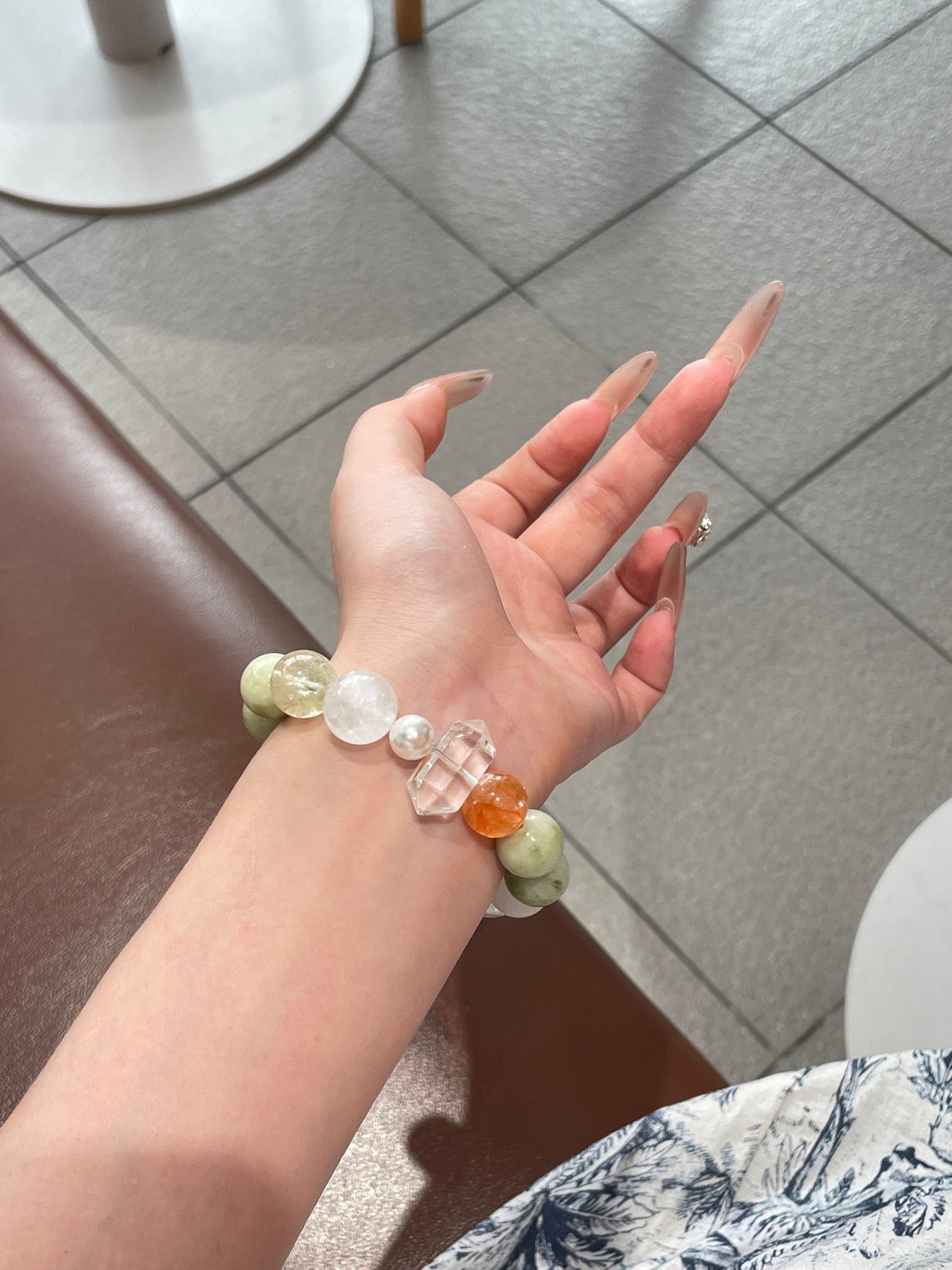 “Lime Soda” Crystal Bracelet | Xiuyu Jade, Milky Quartz & White Quartz 8–12mm