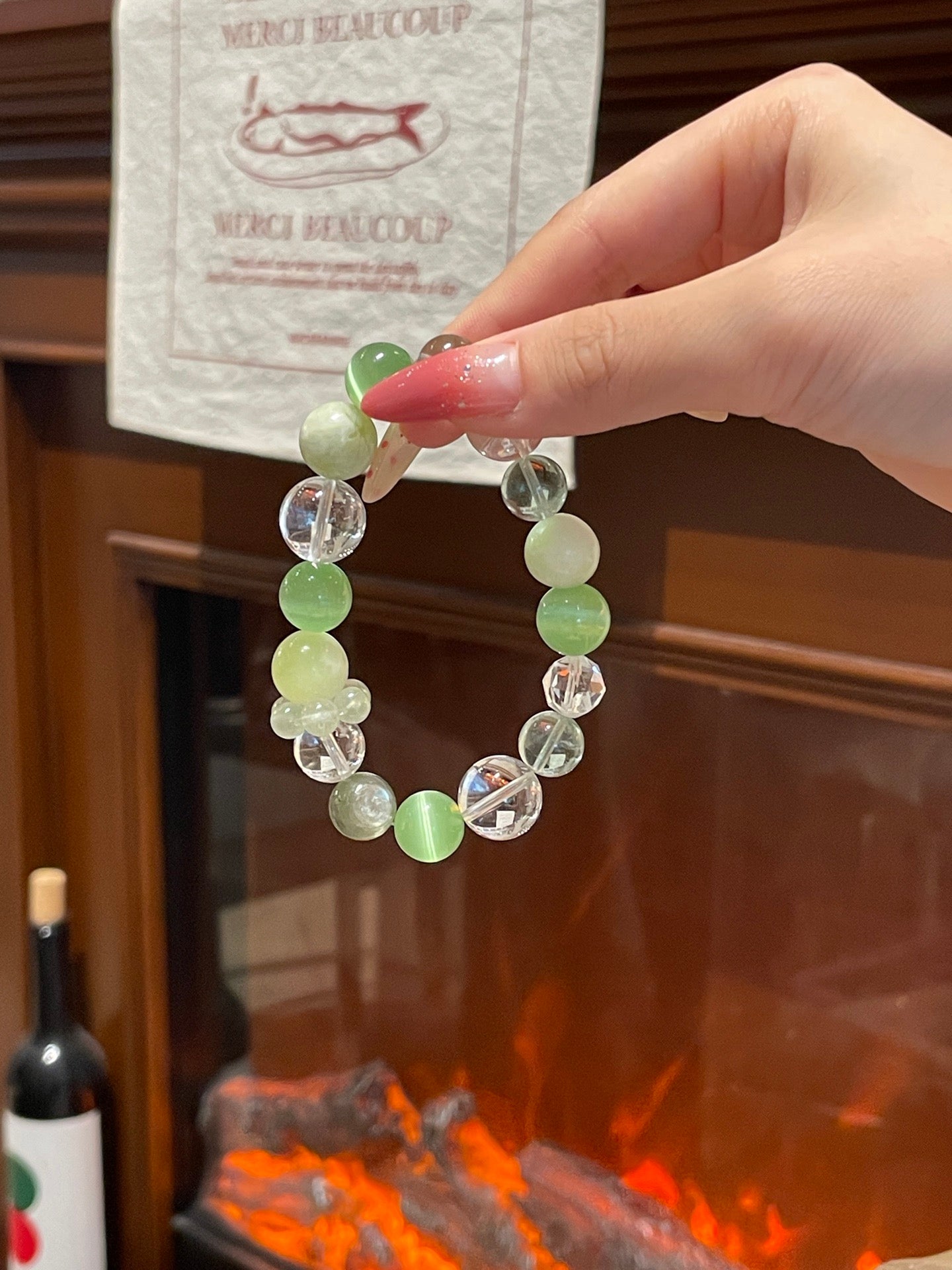 “Mint Jelly” Crystal Bracelet | Green Fluorite, Xiuyu Jade & White Quartz 10–14mm