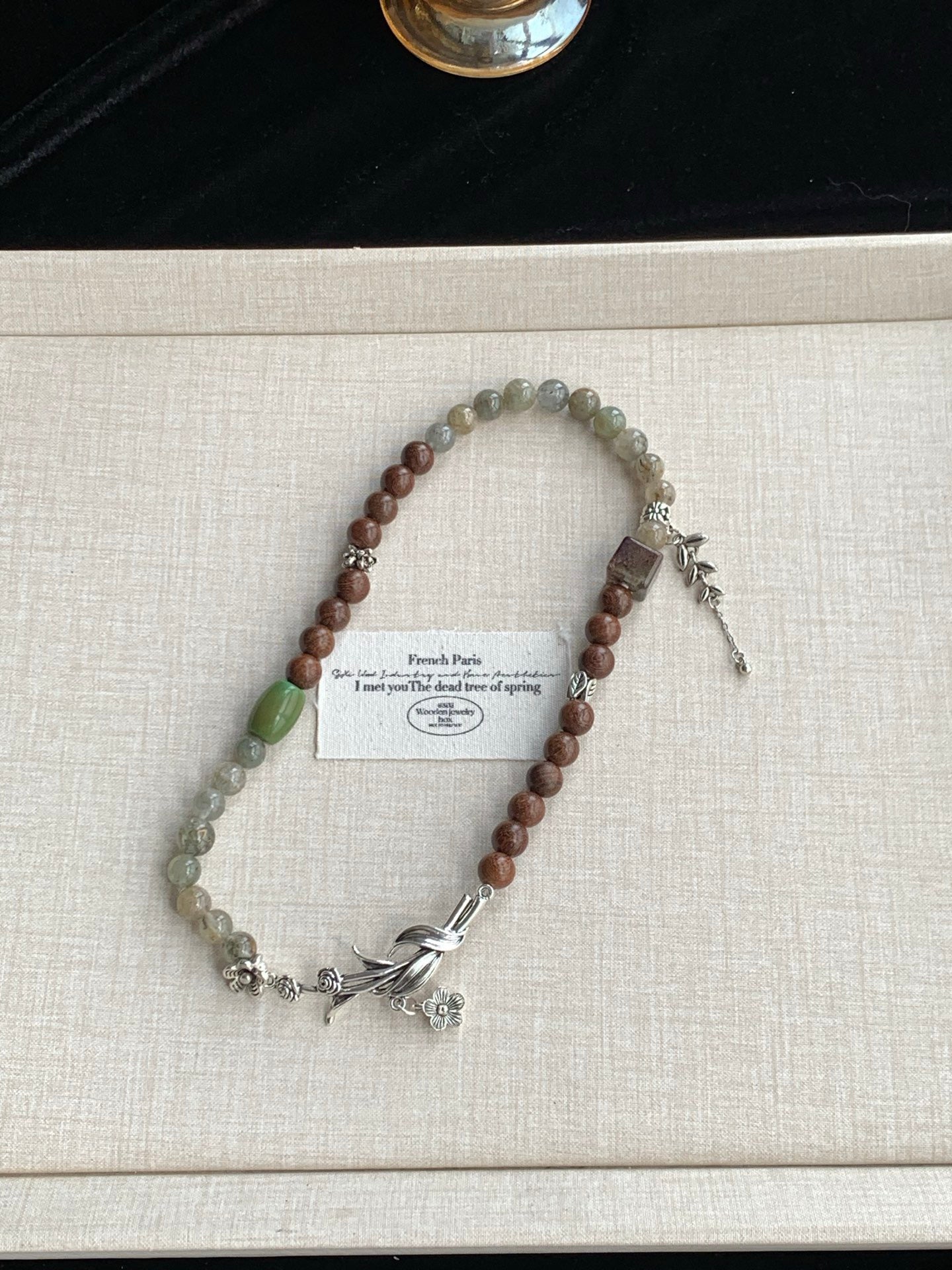 Evergreen – Green Phantom, Sandalwood & Turquoise Crystal Double Bracelet