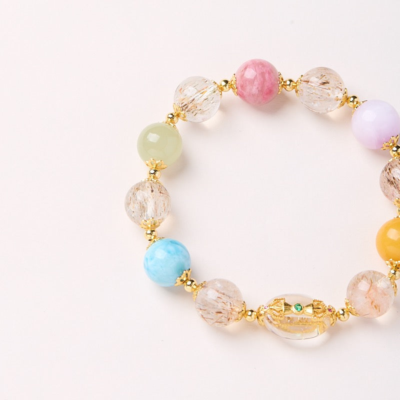 Multi-Gemstone Bracelet | Black Quartz Super Seven Crystal