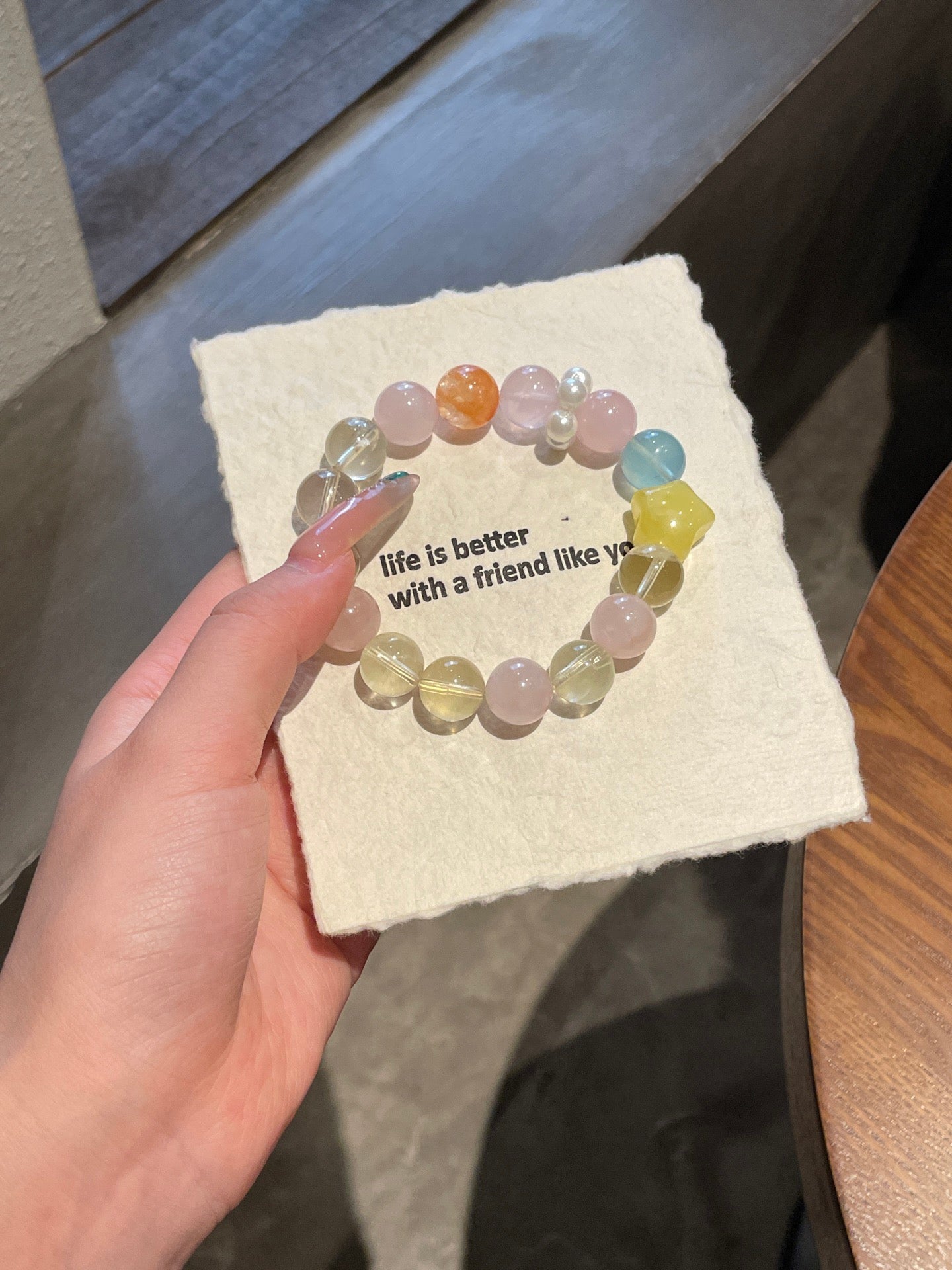 “Ice Toast” Crystal Bracelet | Lemon Quartz, Aquamarine, Rose Quartz & Amber 12mm