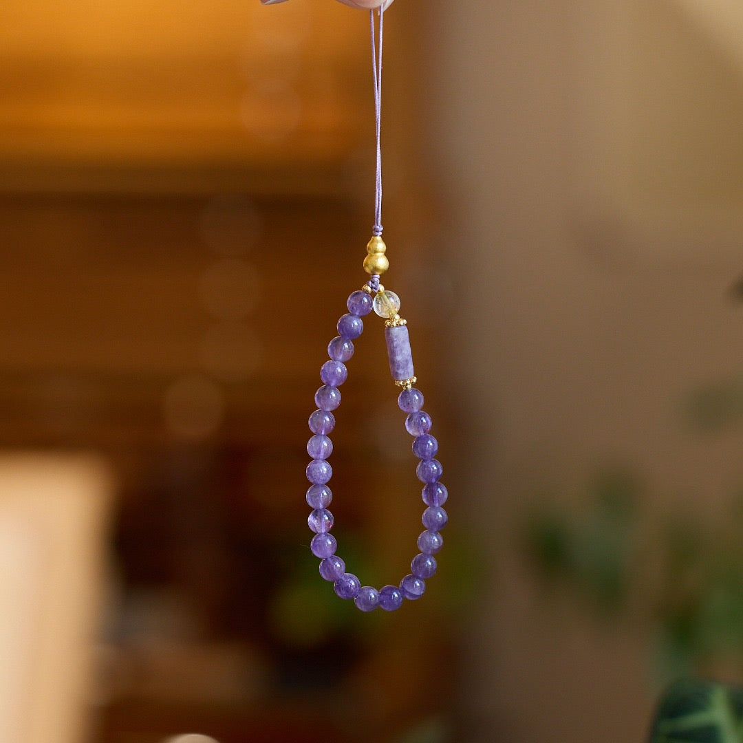 6mm Amethyst Feng Shui Gourd Charm | Bag & Phone Accessory