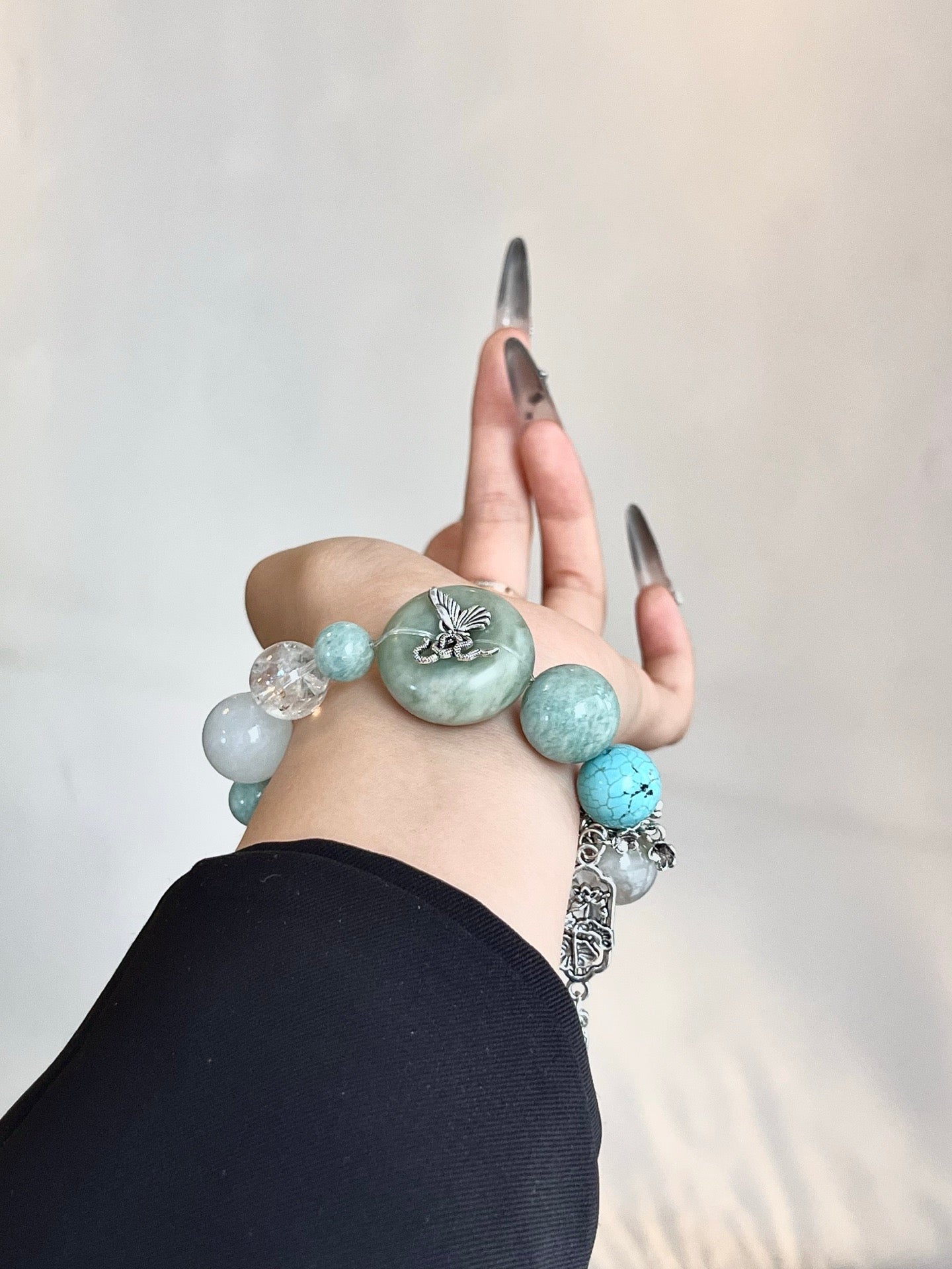 “Spring Memory” Bracelet | Xiuyu Jade, Amazonite, Turquoise & Tianshan Emerald 10–16mm