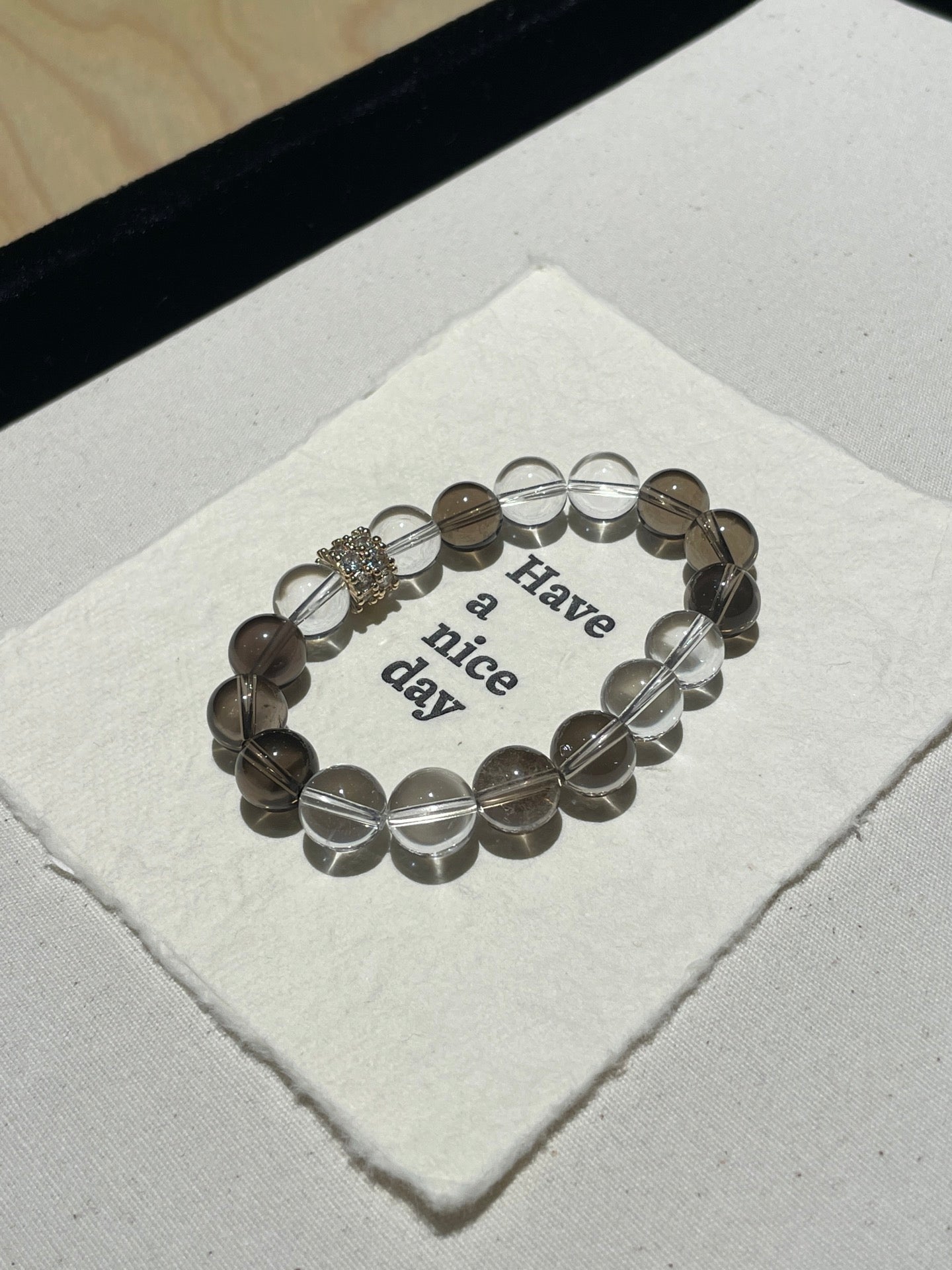 Wildwood Crystal Bracelet | Smoky Quartz & Clear Quartz | 10mm