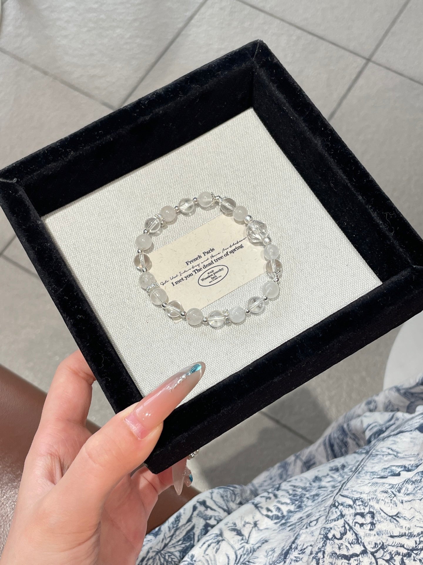 White Phantom & Clear Quartz Bracelet | 8–10mm Beads