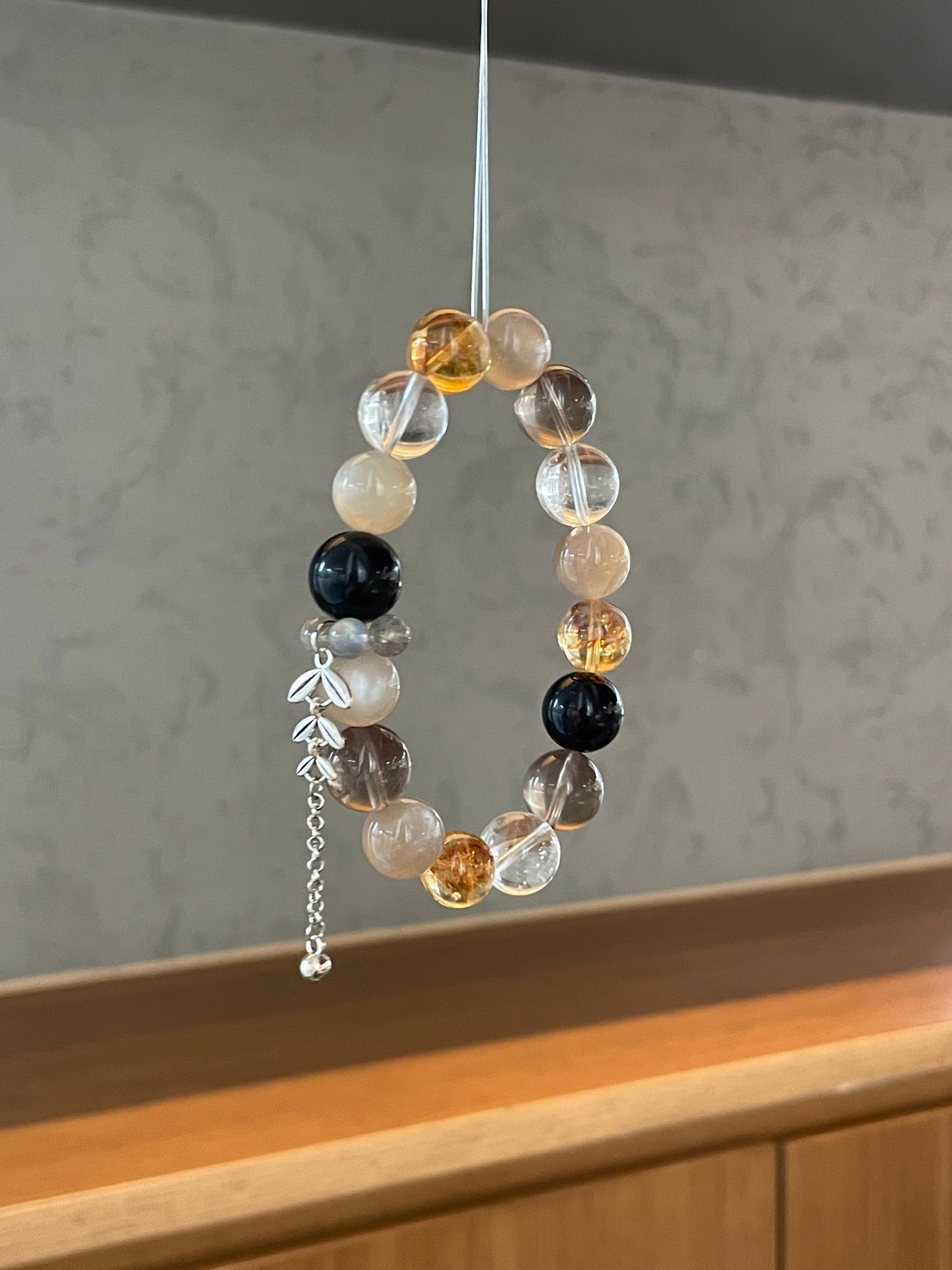 Starlit Galaxy – Starry Backbone, Obsidian, Smoky Quartz Crystals Bracelet