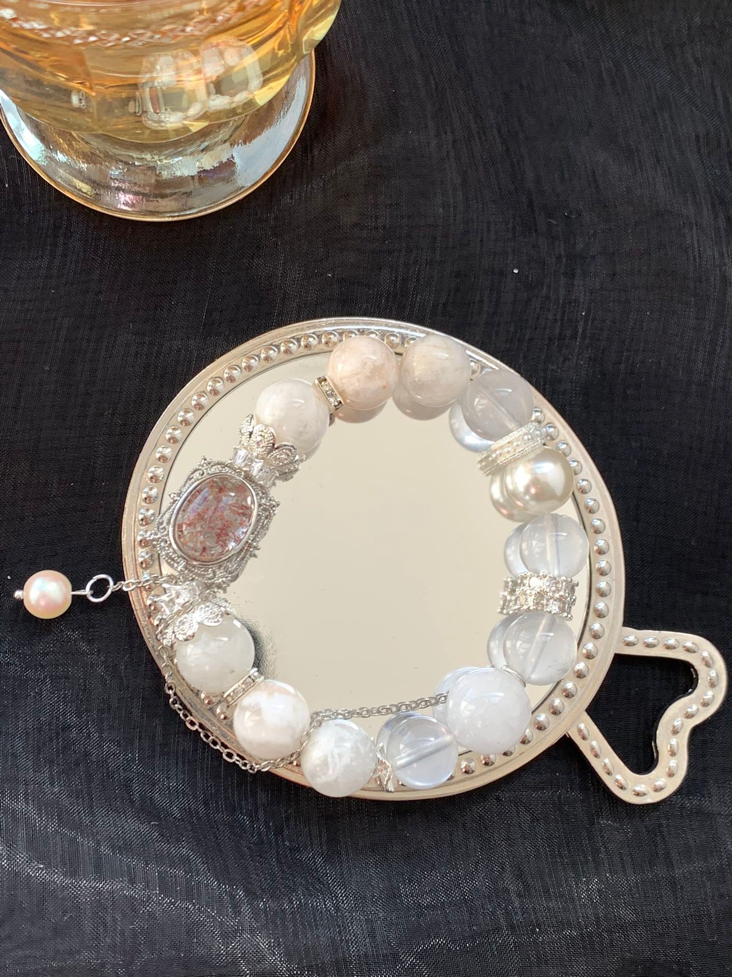 Snow Phantom & White Quartz Bracelet | 10-12mm Natural Crystal for Balance & Healing